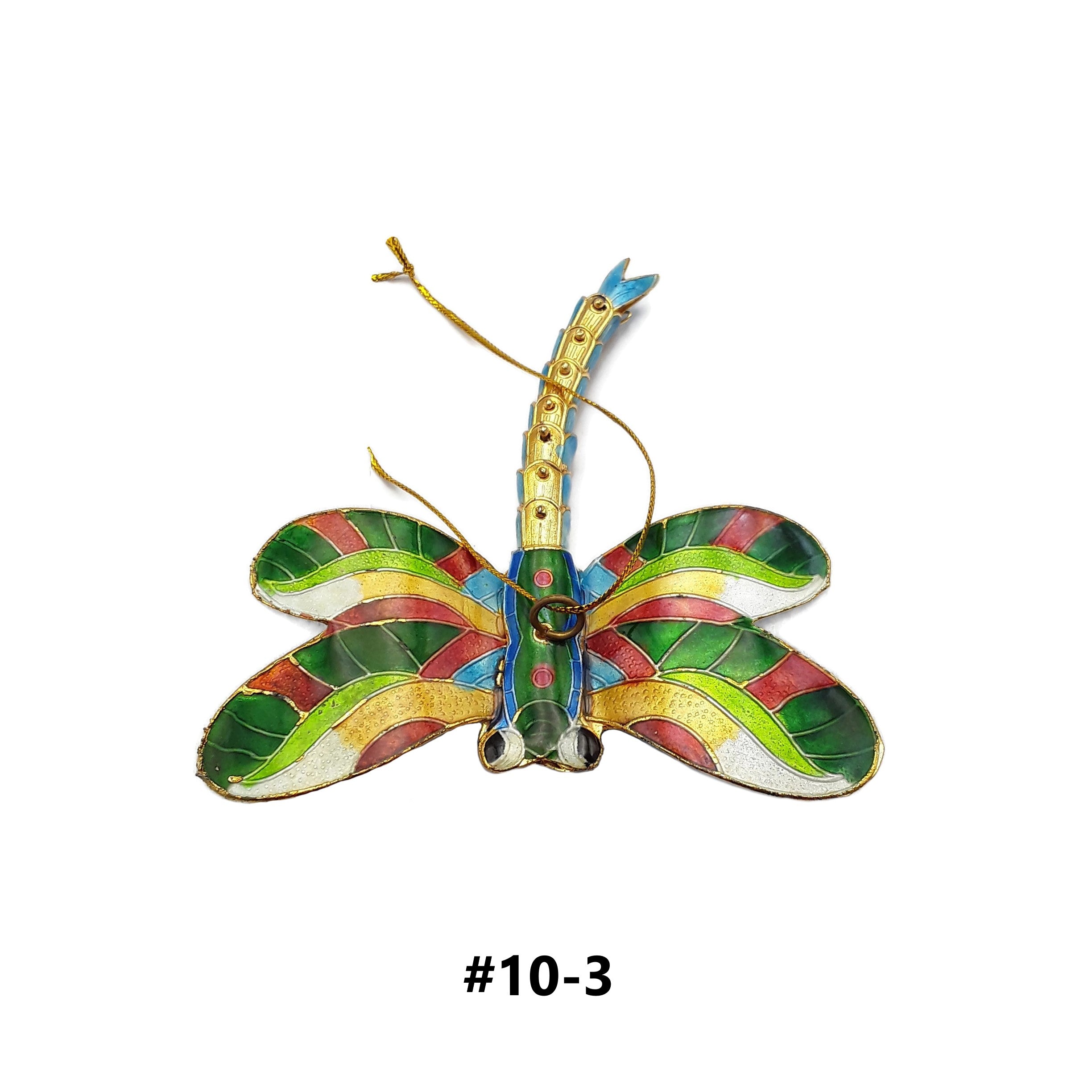 Handmade Cloisonne Christmas Tree Ornament - 3.5 Inch Wiggling Dragonfly Decor for Holiday & Home - Perfect for Xmas Decorations, Gift Giving & Collectibles