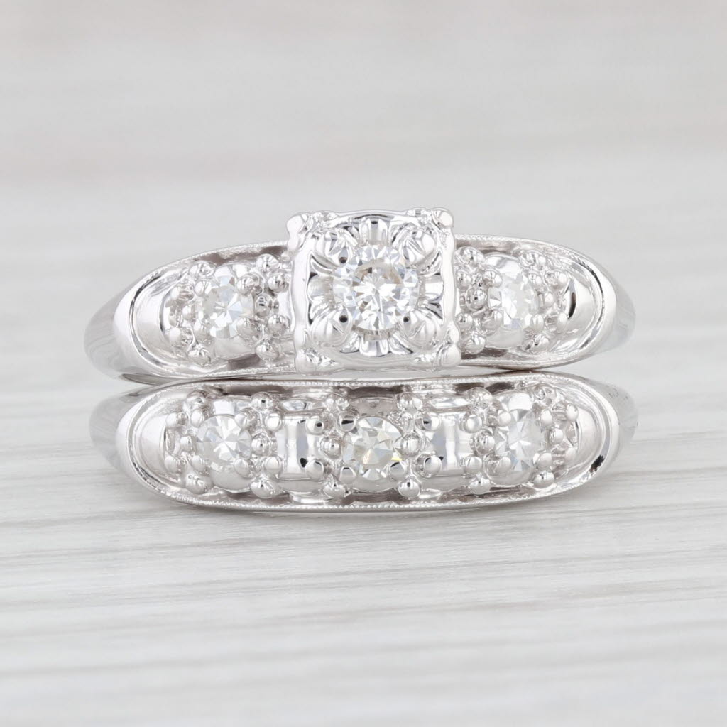 0.25ctw Diamond Engagement Ring & Wedding Band Set in 14K Gold - Size 6 & 6.5 - Perfect for Proposals, Anniversaries & Bridal Jewelry Gifts
