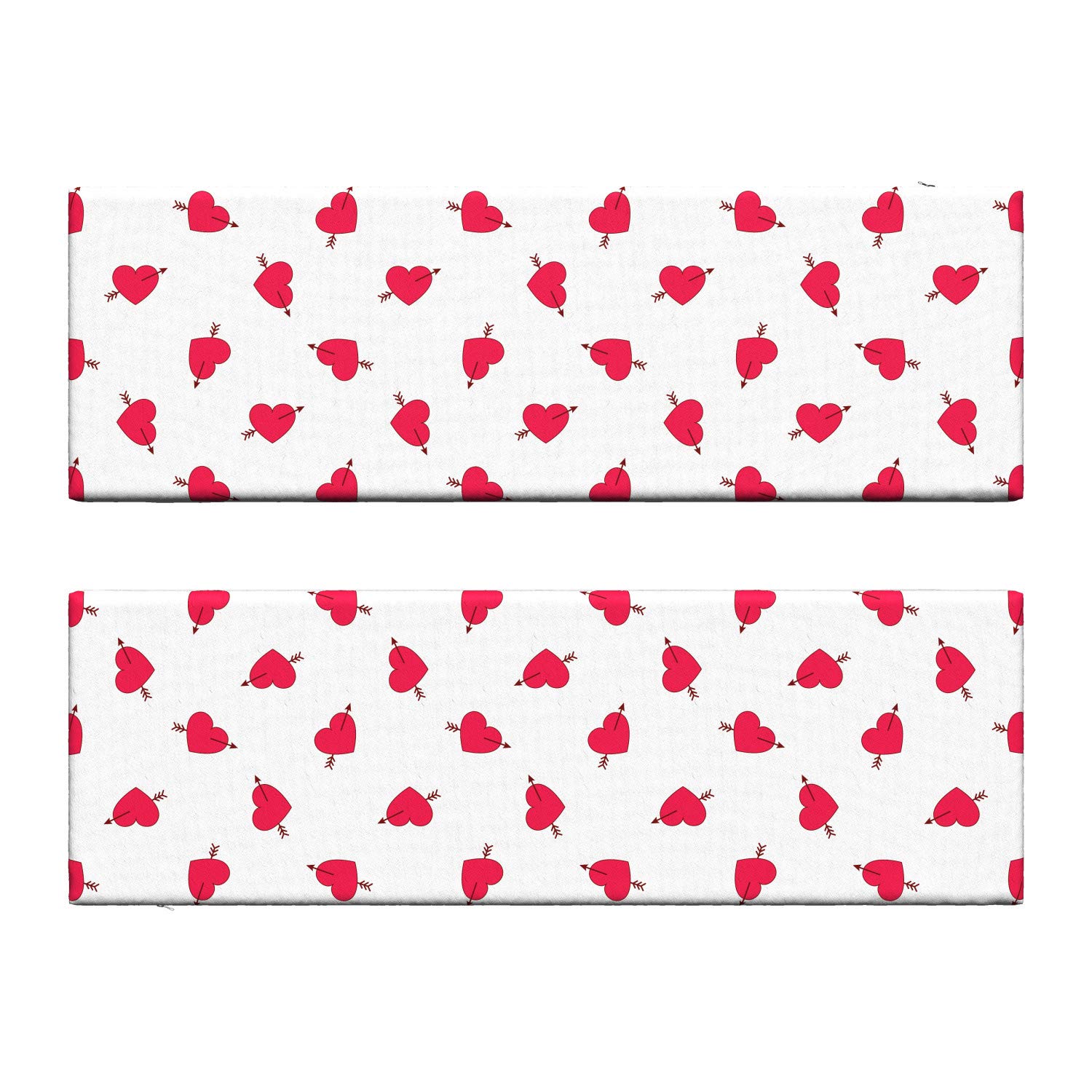 Ambesonne Valentine's Day Bench Cushion Set of 2 - Cartoon Hearts with Arrows Love Romance Pattern, 45