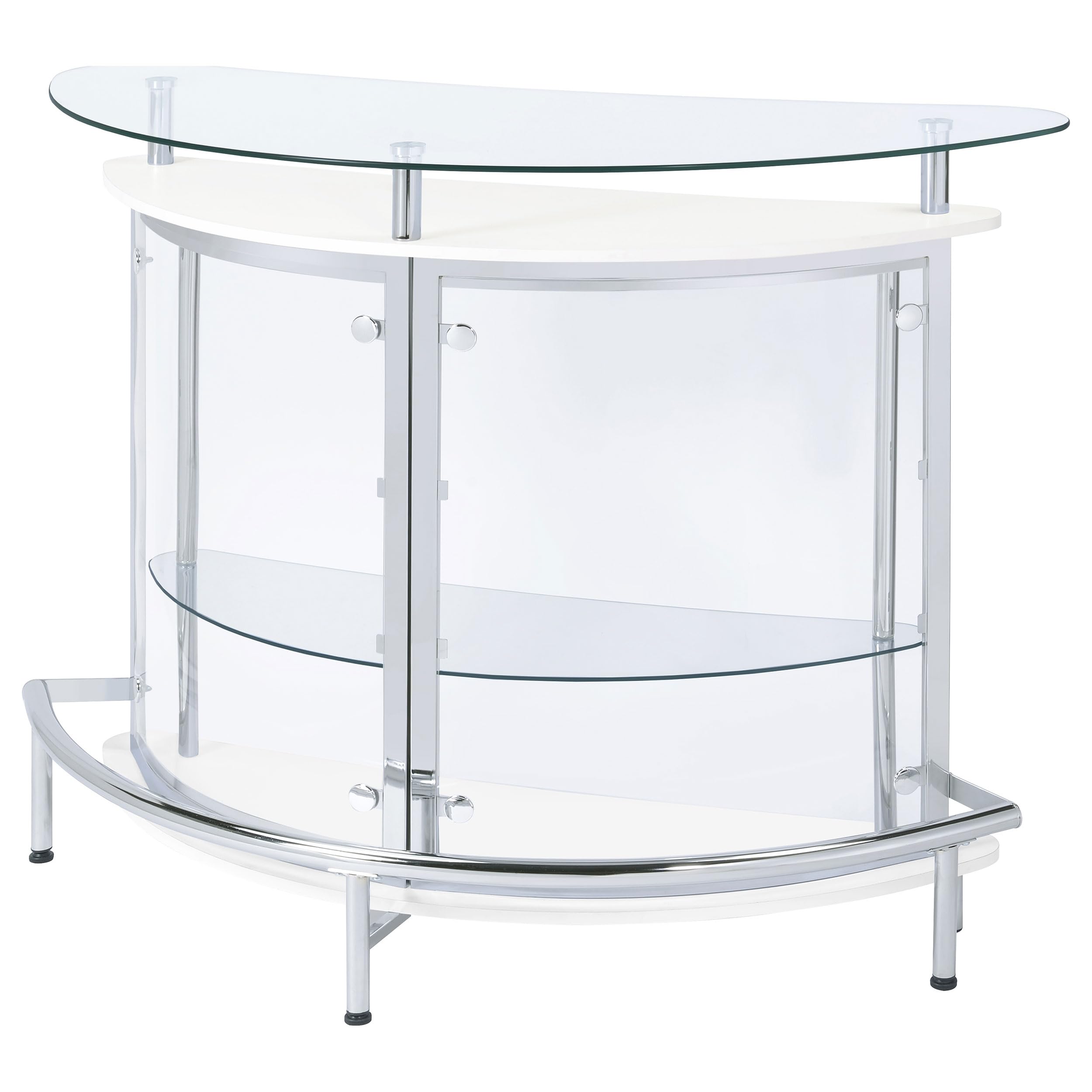Modern White Freestanding Home Bar Cabinet with Glass Top, 2 Shelves & Wine Glass Rack - Coaster Home Furnishings Amarillo - Perfect for Living Room, Dining Room or Home Bar Setup