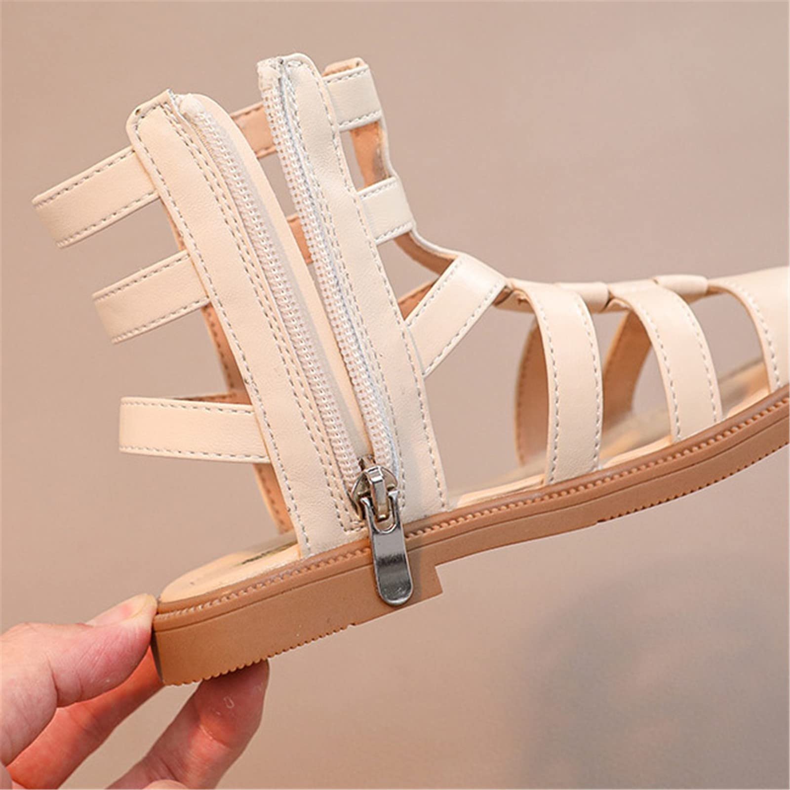 IQYU Girls' Summer Sandals - Fashionable Flat Princess Roman Sandals for Kids, Soft Sole Non-Slip Breathable Open-Toe Sandals for Toddlers & Big Girls | Perfect for Beach, Pool, Park & Summer Outings