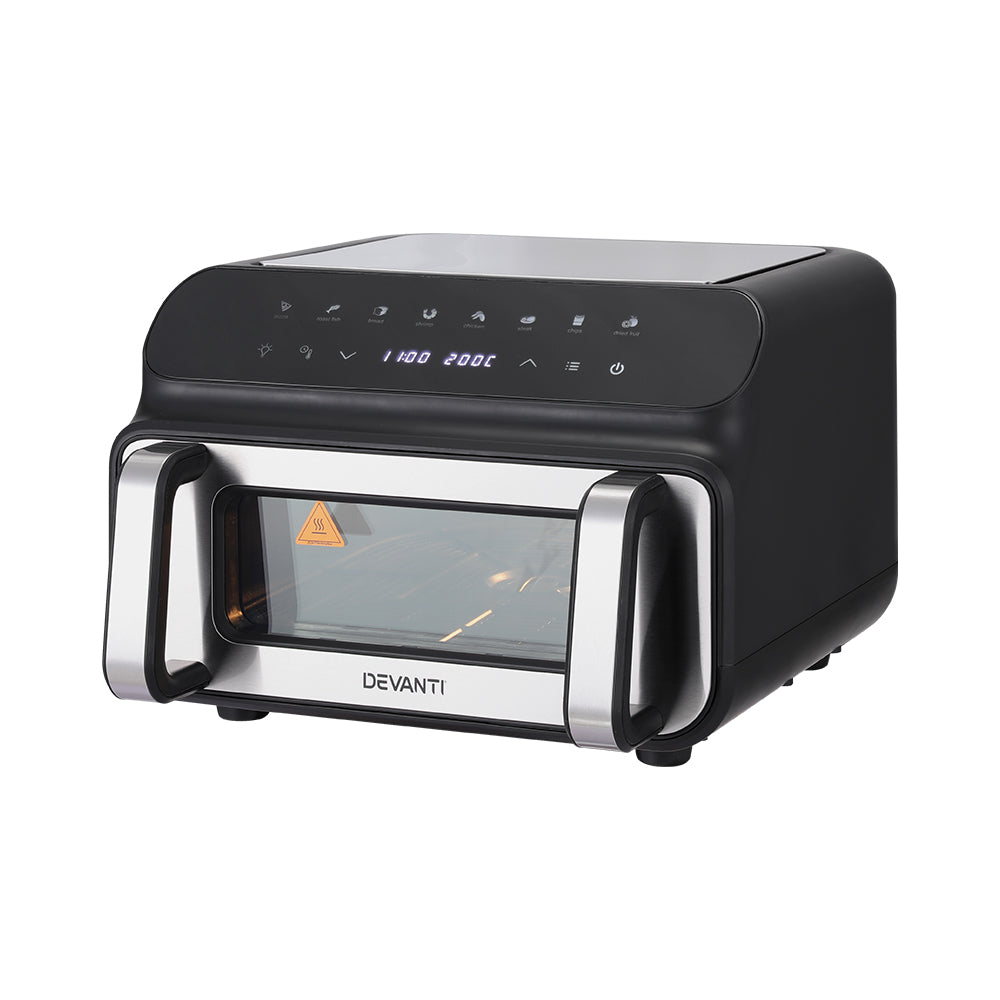 Devanti 10L Digital Air Fryer Oven with LCD Touchscreen - Healthy Oil-Free Cooking for Family Meals, Snacks & Baking