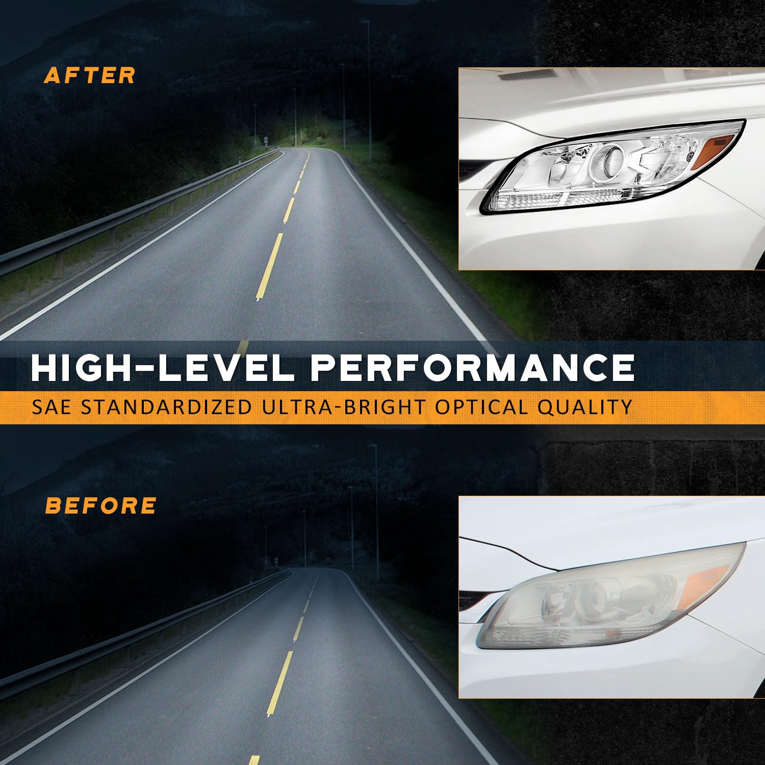2013-2015 Chevy Malibu Headlights - LT/LTZ Replacement Pair for Night Driving