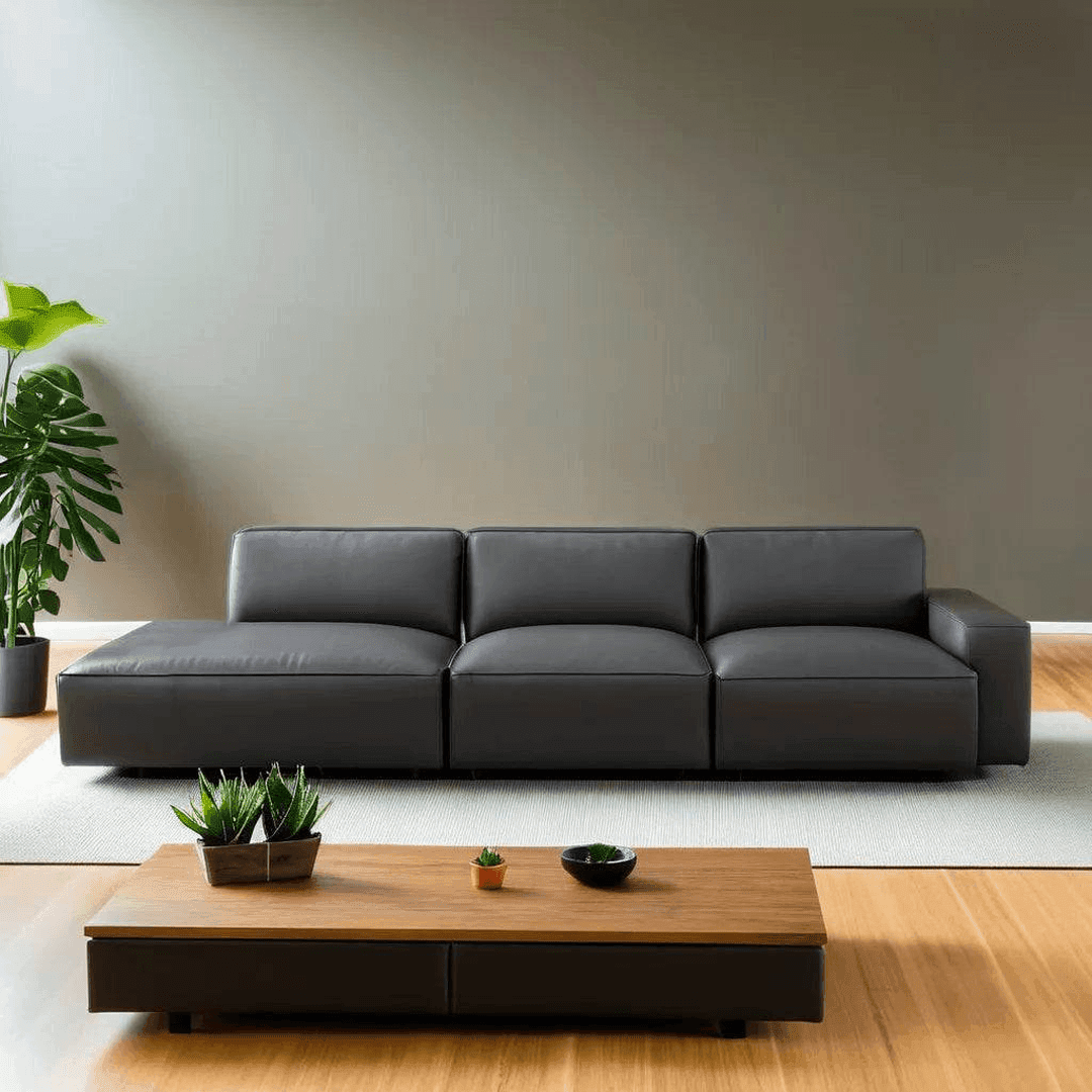 Giacomo Faux Leather 4-Seater Extended Sofa - Modern Living Room Furniture for Small Spaces | Perfect for Apartments, Condos & Home Theaters