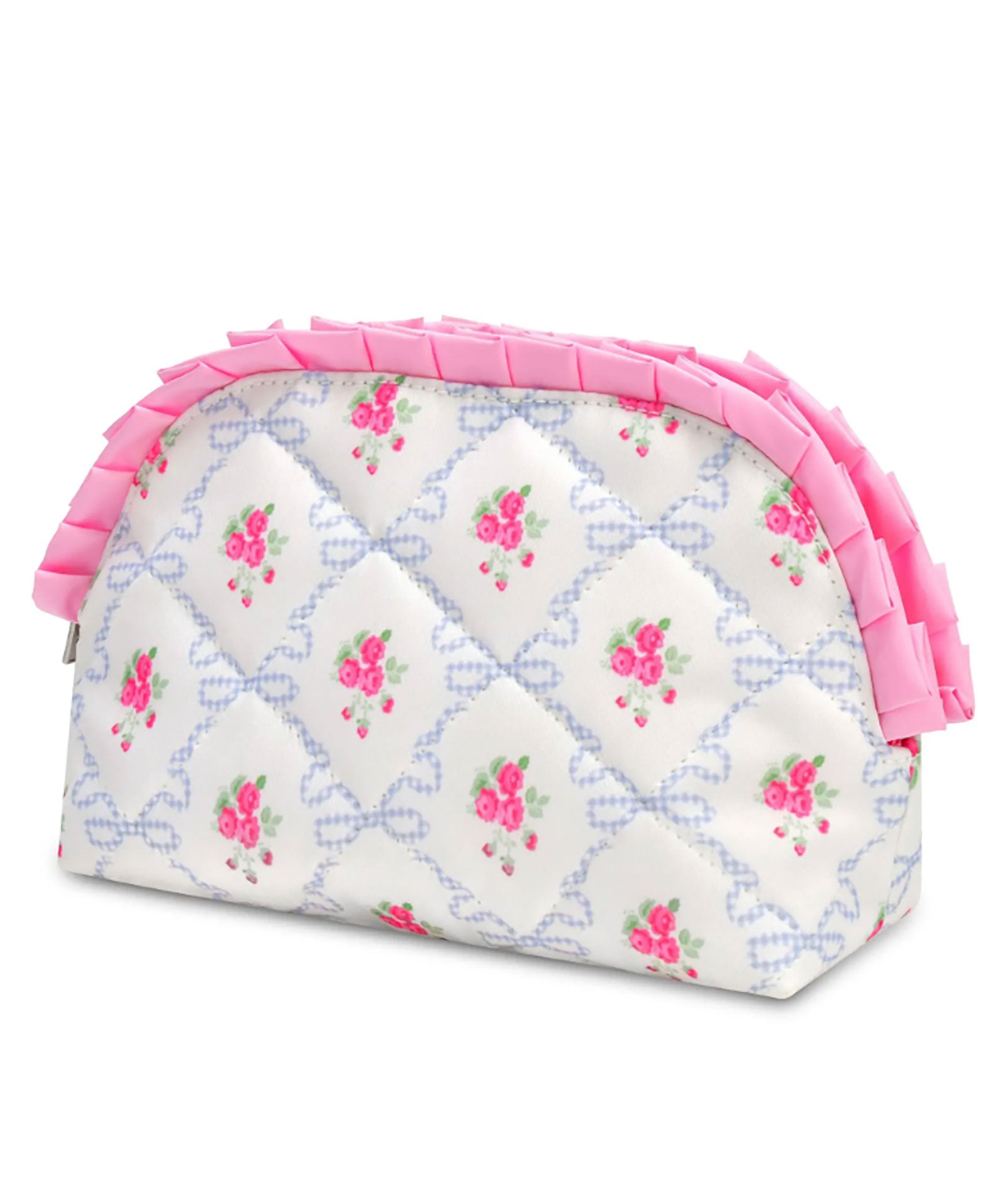 iScream Ditsy Floral Print Oval Makeup Bag for Women - Waterproof Travel Cosmetic Pouch for Toiletries, Brushes & Essentials | Perfect for Vacation, Gym & Daily Use