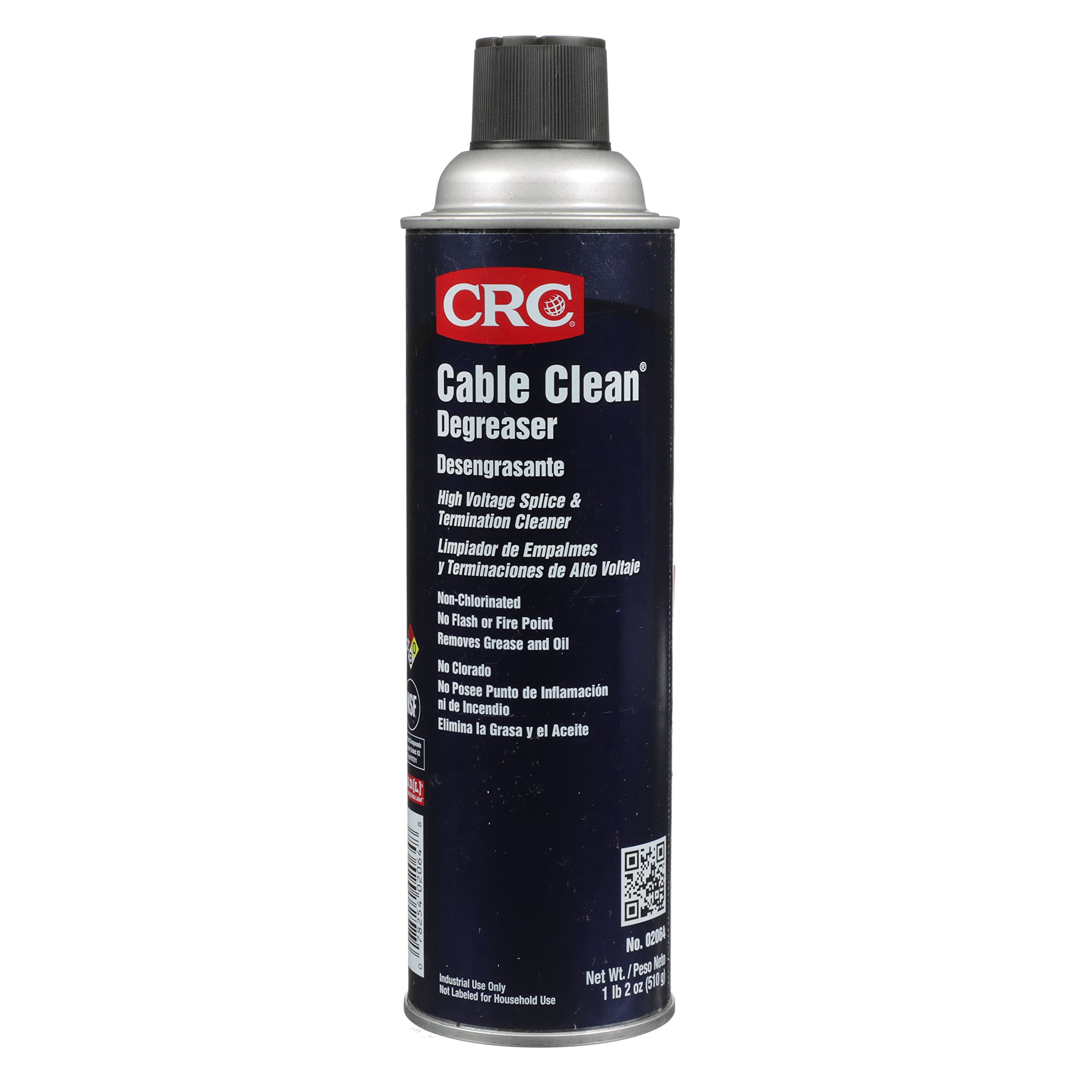 CRC Cable Clean High Voltage Splice Cleaner Plus Heavy Duty Liquid Degreaser - 18 oz Aerosol Can for Electrical Maintenance, Automotive & Industrial Use - Safe for Wires, Connectors & Machinery