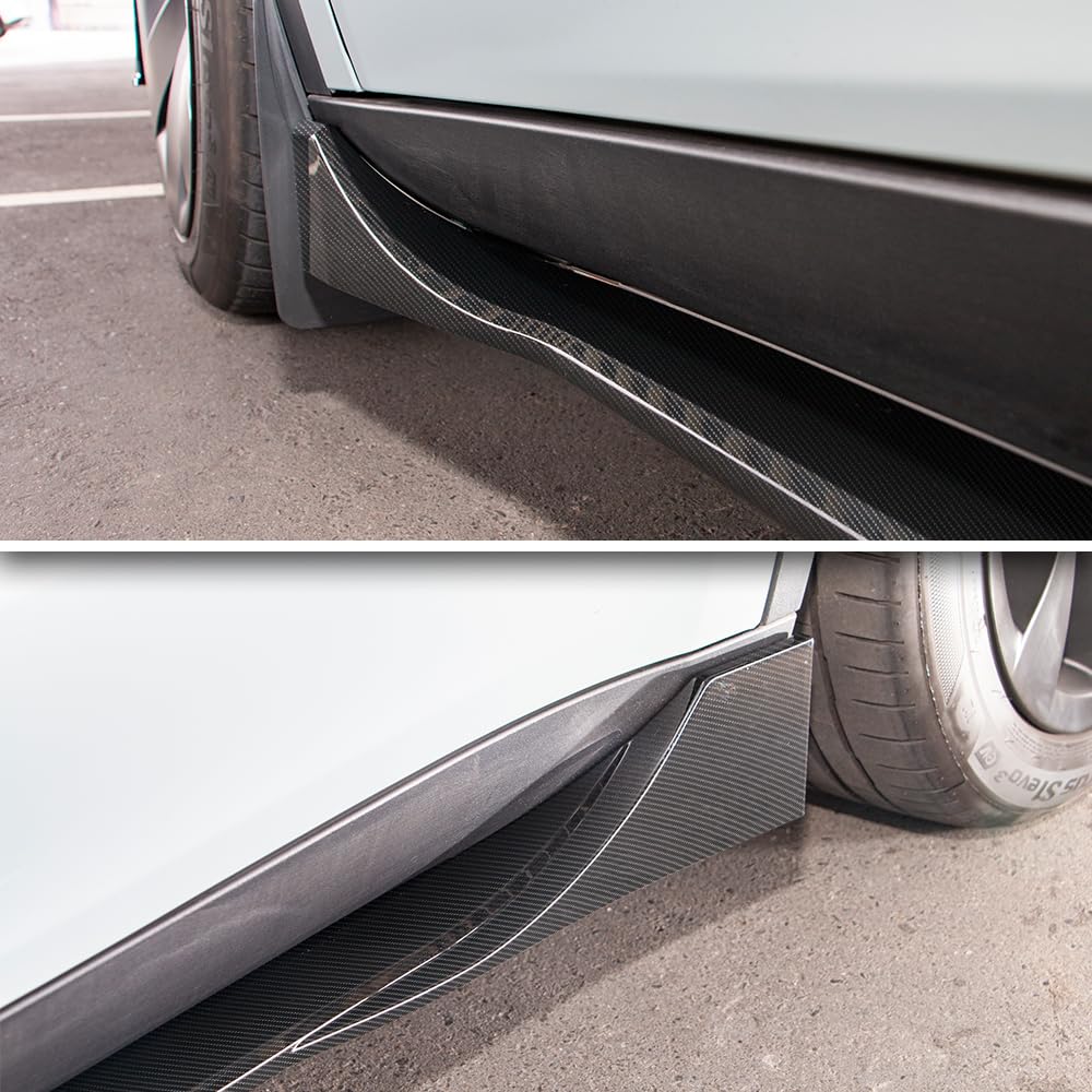 Carbon Fiber Hydro-Dipped Side Skirts Extension for 2020-2024 Tesla Model Y - Enhance Style & Aerodynamics for Street & Track Performance