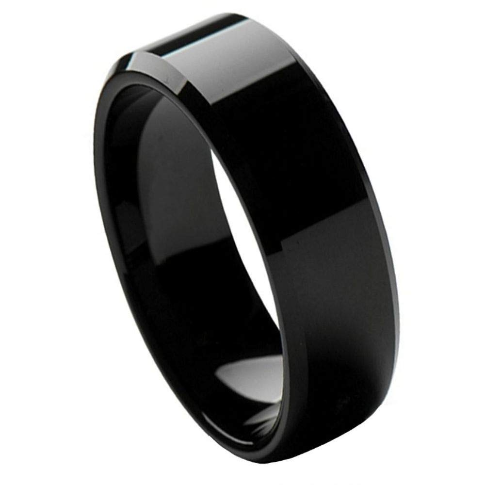 Personalized Tungsten Wedding Rings for Couples - Laser Engraved 8mm Black IP Band for Men & Women - Perfect for Anniversaries & Proposals