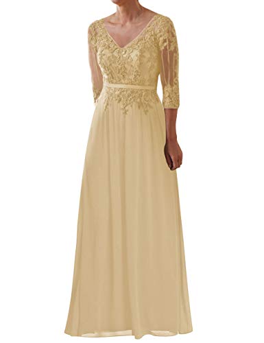 Elegant Lace Mother of The Bride Dress with Sleeves - Chiffon Formal Evening Gown for Weddings, Galas & Special Occasions