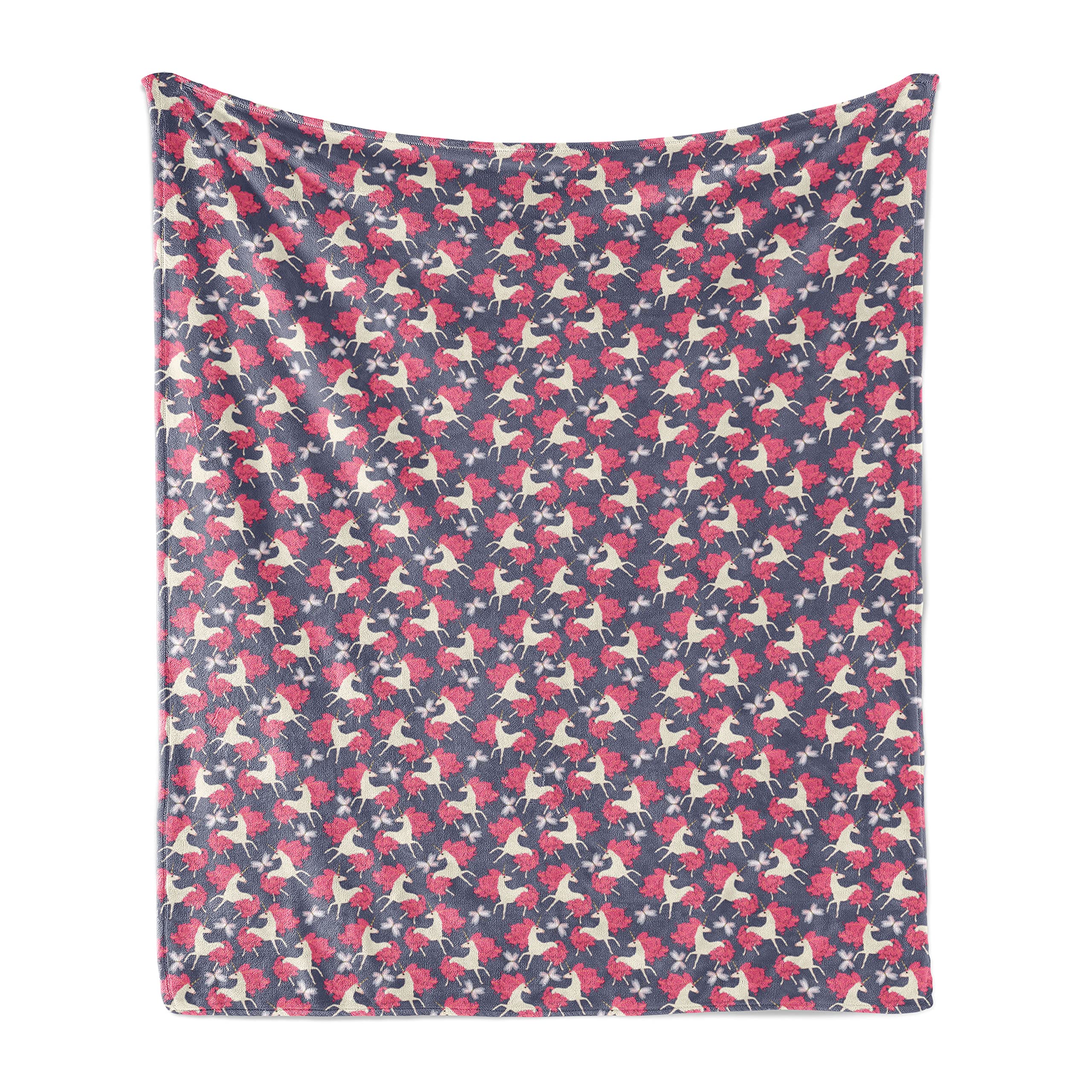 Ambesonne Unicorn Fleece Throw Blanket - Fantasy Themed with Mane, Tail & Horns - Soft Flannel Couch Cover for Adults - 60