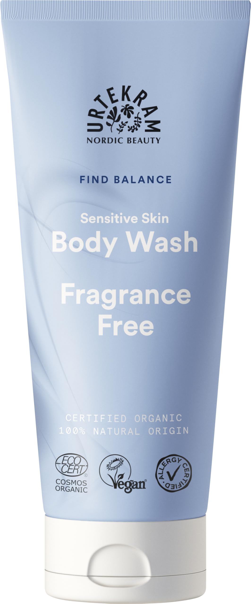 Urtekram Fragrance-Free Organic Vegan Body Wash for Sensitive Skin - 200ml | Gentle Hydrating Cleanser for Daily Shower & Relaxation