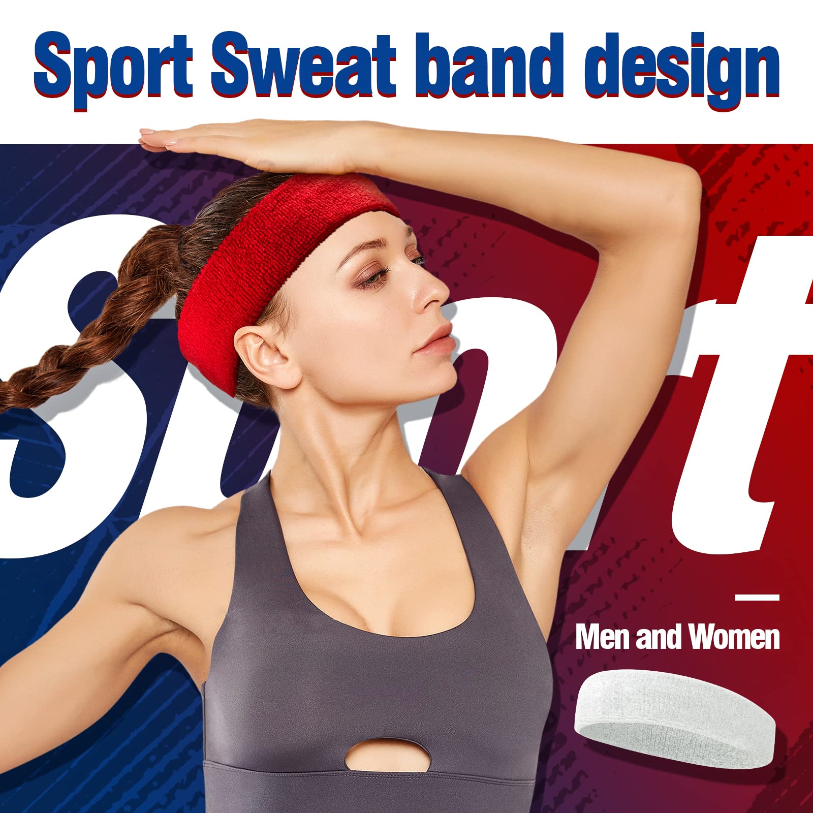 Breathable Sweatbands for Men & Women - Moisture Wicking Sports Headband, Cotton Athletic Hairband for Running, Cycling, Yoga & Gym - Stay Dry During Workouts & Spa Sessions