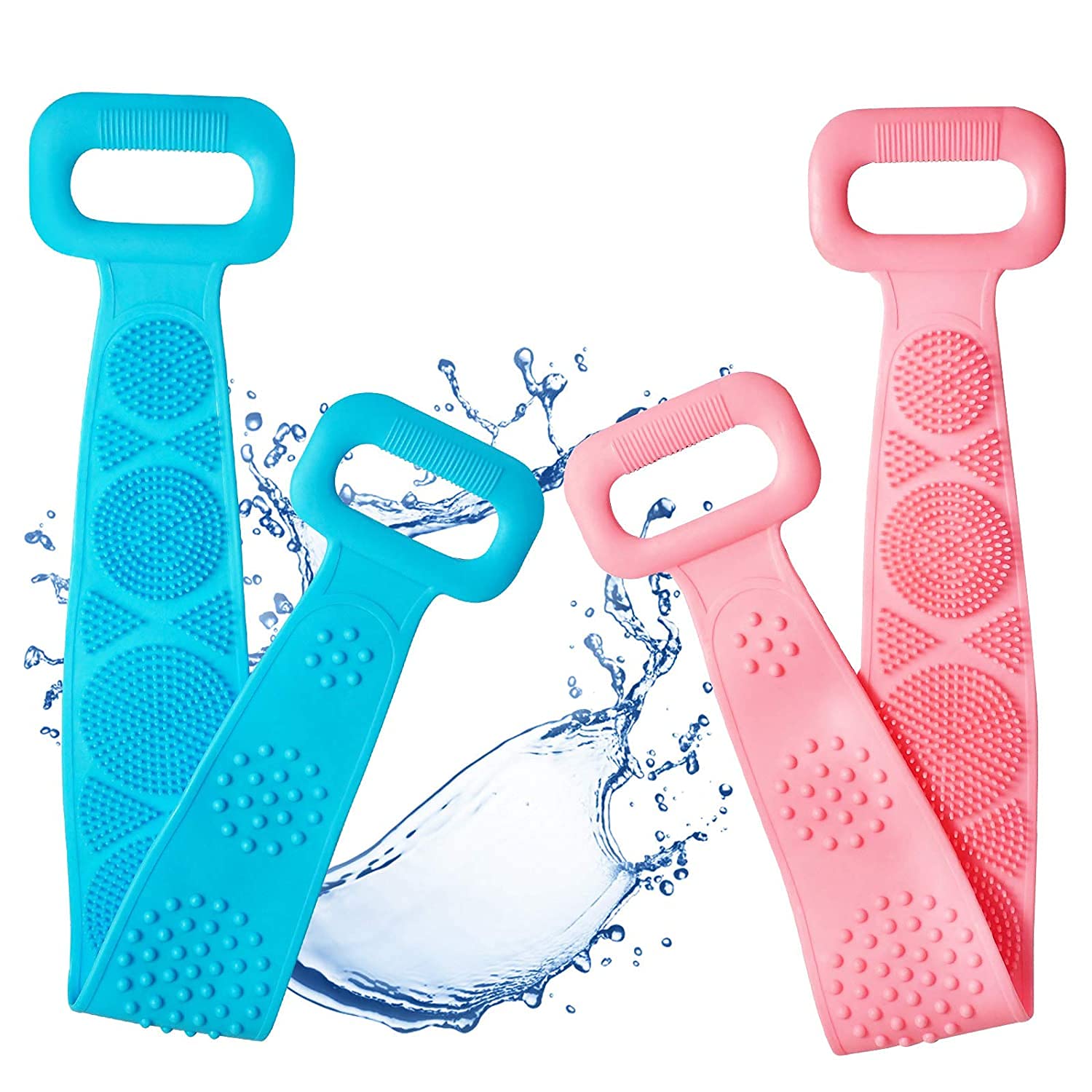 DRONA SMOOTH Silicone Body Brush - Exfoliating Back Scrubber for Shower & Bath, Double-Sided Long Handle Brush for Deep Cleansing & Skin Care - Pack of 1 (Ideal for Exfoliation, Massage & Spa Relaxation)