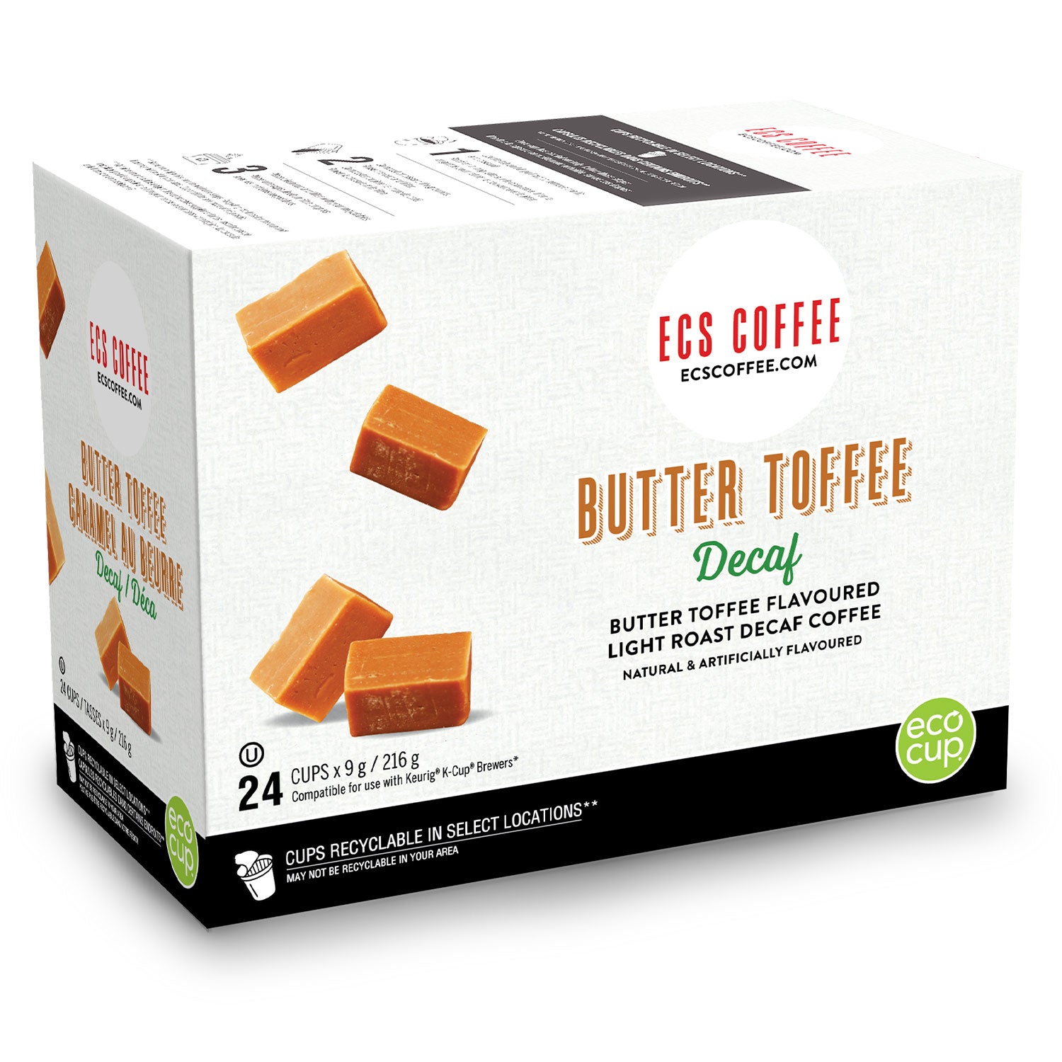 Decaf Butter Toffee Single Serve Coffee Pods - 24 Pack | Rich & Smooth Flavor | Perfect for Keurig Machines | Morning Brew or Afternoon Pick-Me-Up