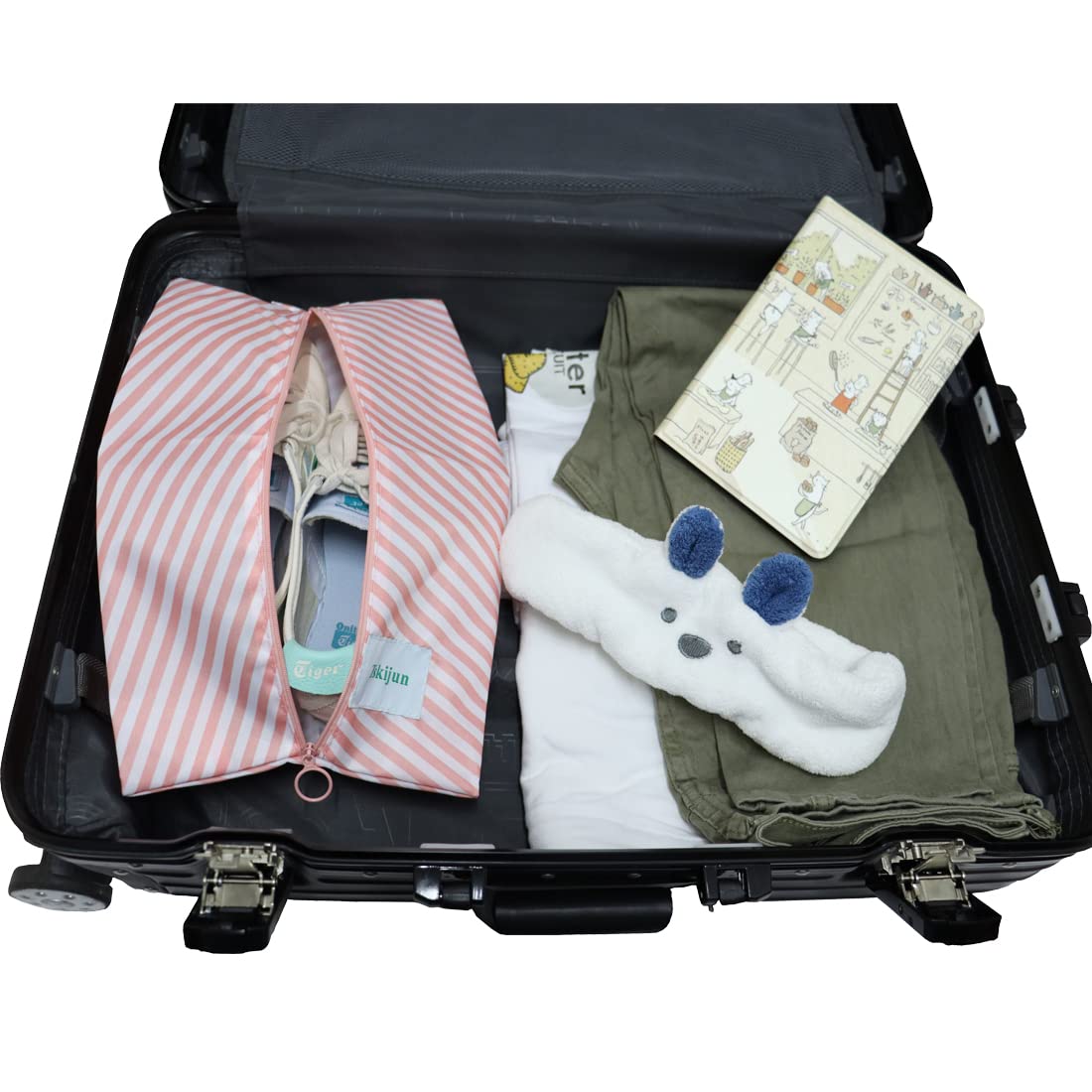 Waterproof Shoe Storage Bag - Dustproof Pink Stripe Travel Shoe Organizer with Handle & Zipper - Perfect for Gym, Golf, Sports & Travel Accessories