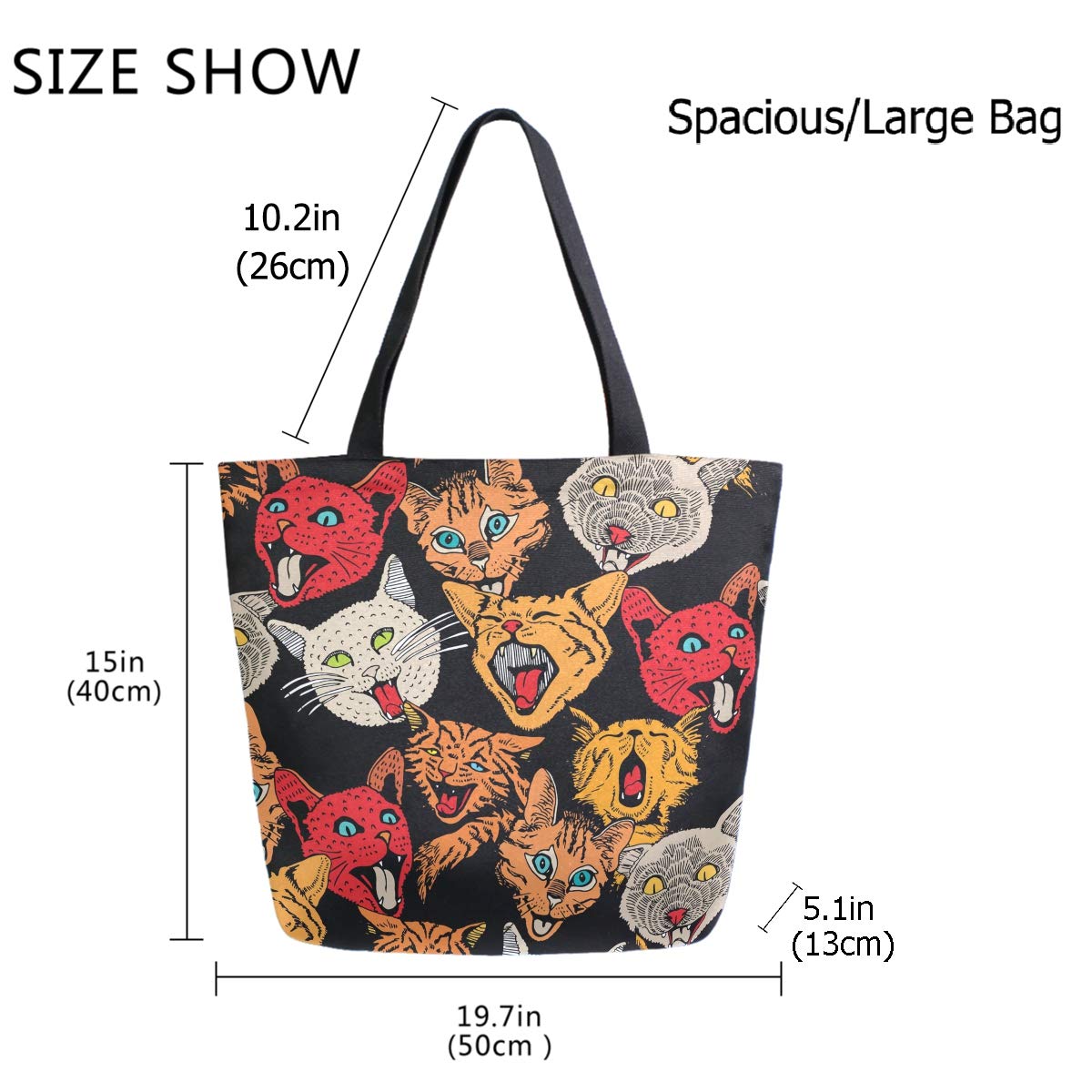 Stylish Funny Pattern Extra Large Shoulder Tote Bag - Perfect for Beach, Travel, Weekender, Gym & Grocery Shopping - Durable Multipurpose Carryall for Women & Men
