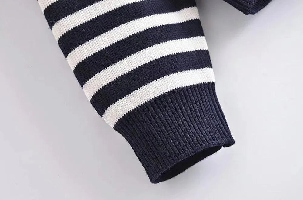Stylish Buttoned Striped Pullover Sweater for Women & Men | Casual & Cozy Knitwear | Perfect for Fall, Winter & Layering Outfits
