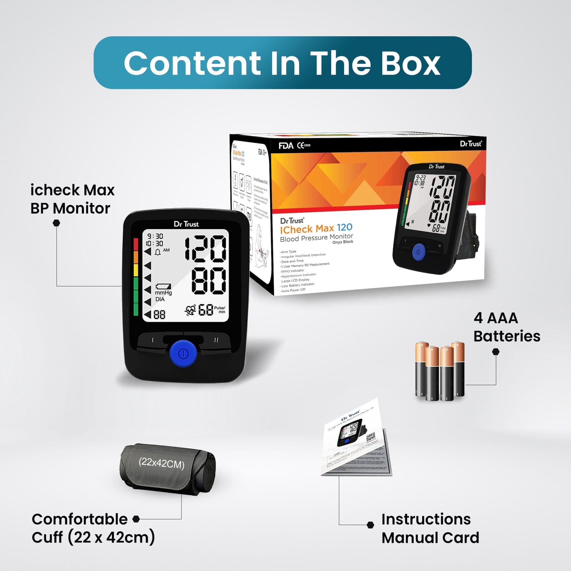 Dr Trust USA Digital Blood Pressure Monitor - Upper Arm Cuff, Accurate BP Machine for Home Use, Large LCD Display, Memory Storage - Ideal for Hypertension Monitoring & Heart Health Tracking