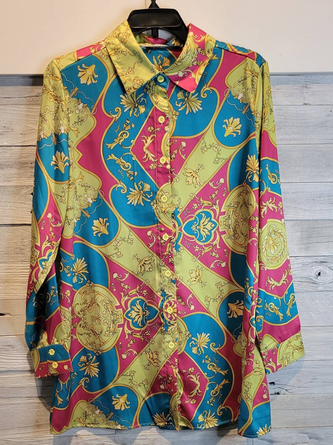 Elegant Pink Hermes Long Blouse in Fuchsia Multi - Perfect for Office Wear, Evening Events & Special Occasions
