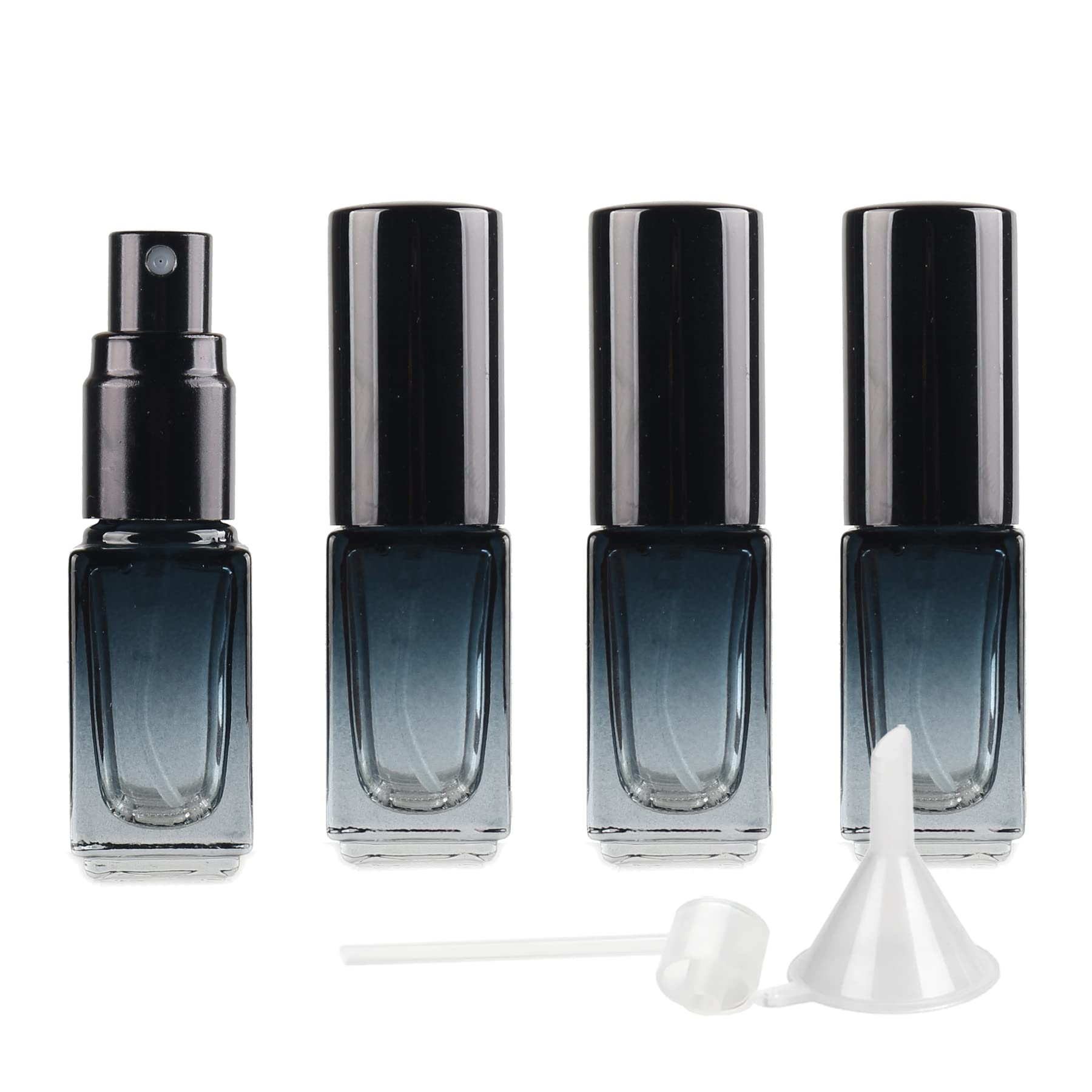 LusDoly 4ml Gradient Green Glass Perfume Atomizer Bottle - Pack of 4 Refillable Travel Spray Bottles with Fine Mist Black Sprayer | Perfect for Fragrance Samples, Travel Essentials & DIY Perfume Mixing
