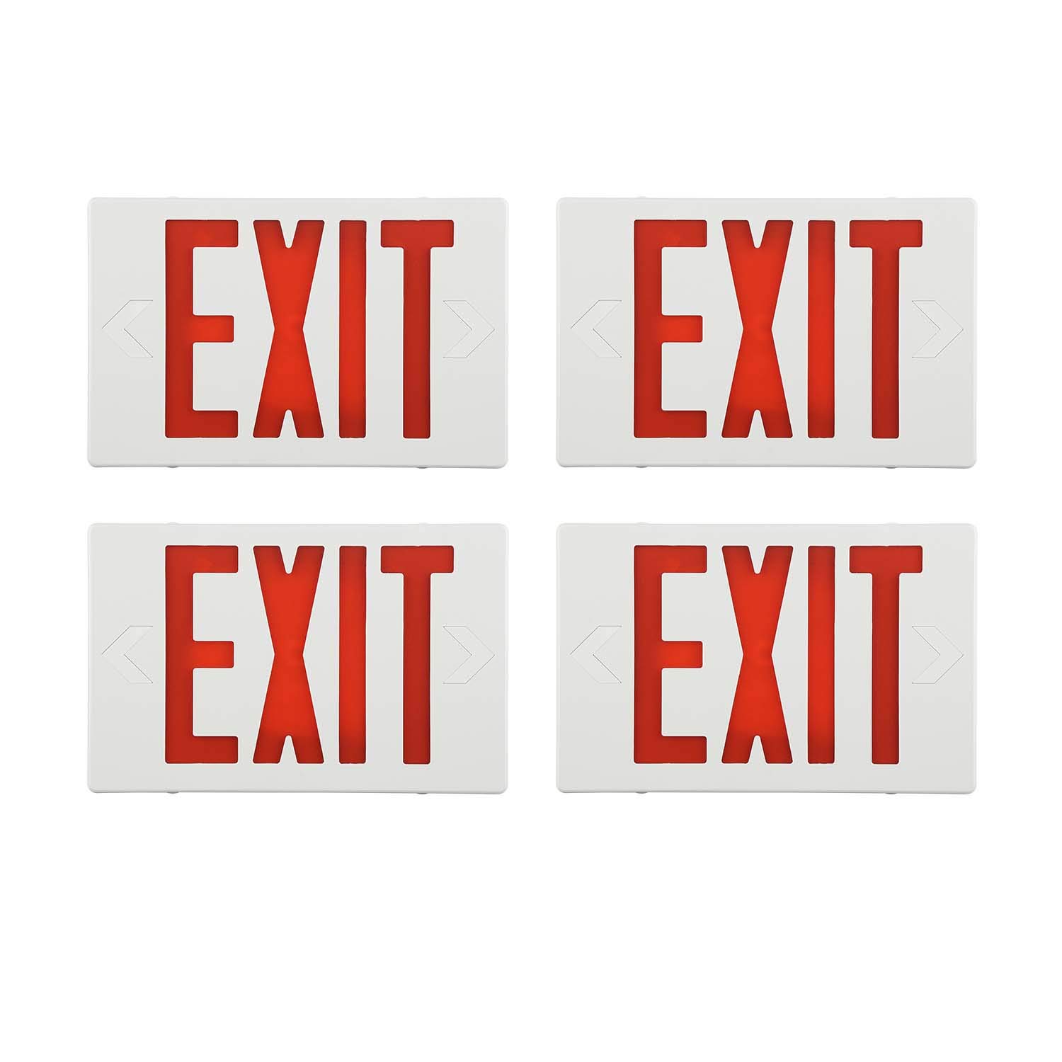 4 Pack UL Listed Red LED Exit Sign - Double Face 120-277VAC Fire Exit Signs with Emergency Lights & Battery Backup - Ideal for Commercial Buildings, Warehouses & Emergency Exits