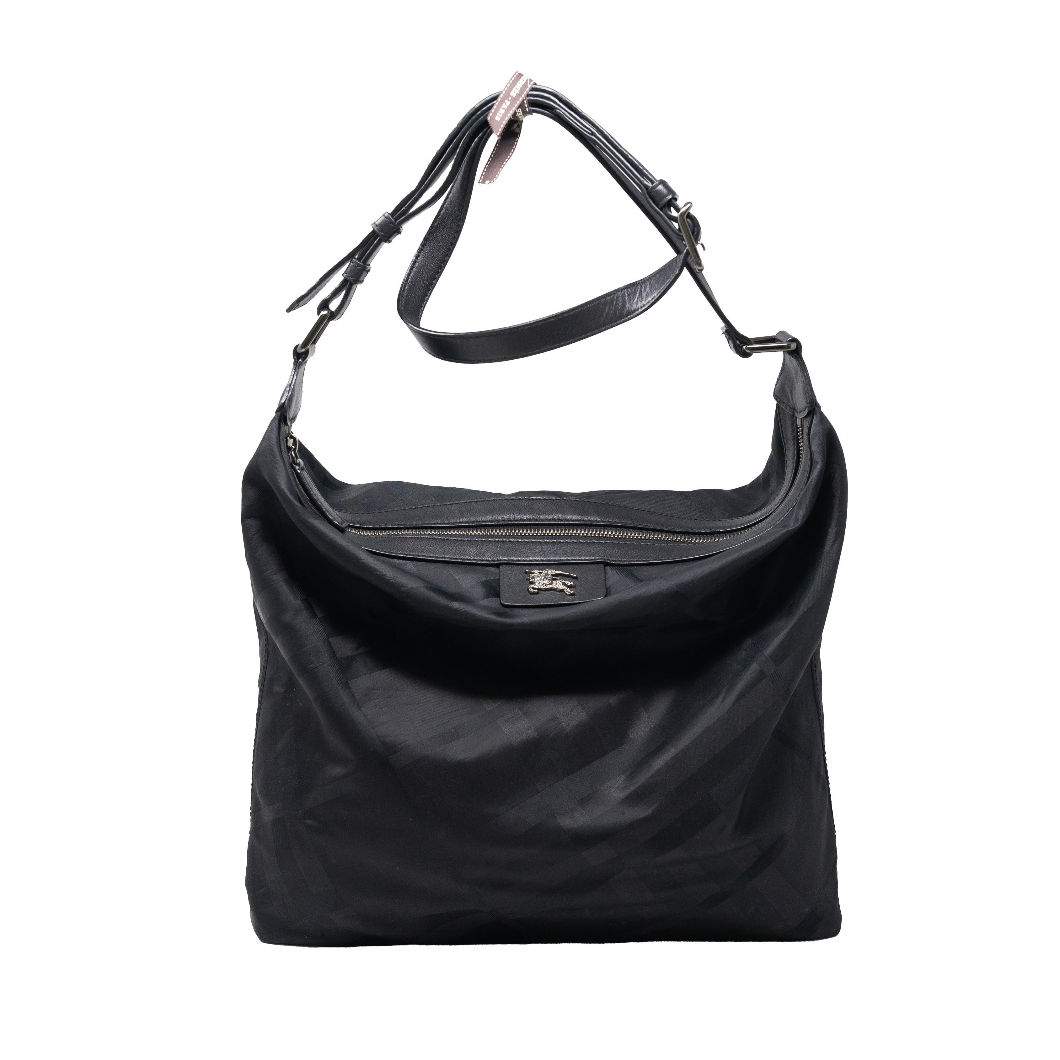 Burberry Black Smoke Check Nylon Messenger Bag for Men - Stylish Crossbody Shoulder Bag for Work, Travel & Everyday Use