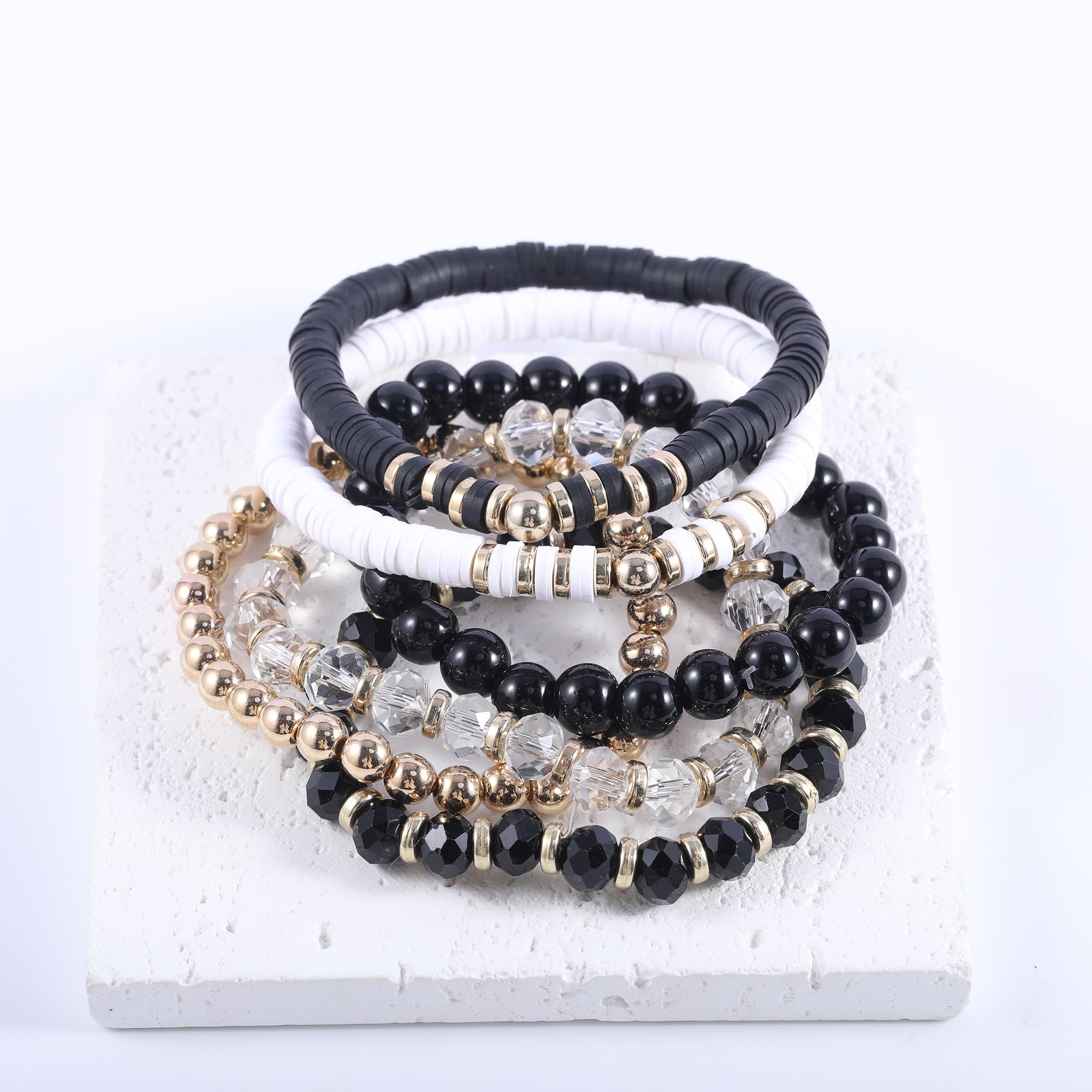 12PCS Surfer Heishi Clay Bead Bracelets for Women - Boho Colorful Friendship Bracelet Set, Aesthetic Summer Beach Jewelry Gifts | Perfect for Beach Parties, Music Festivals & Boho Fashion Accessories