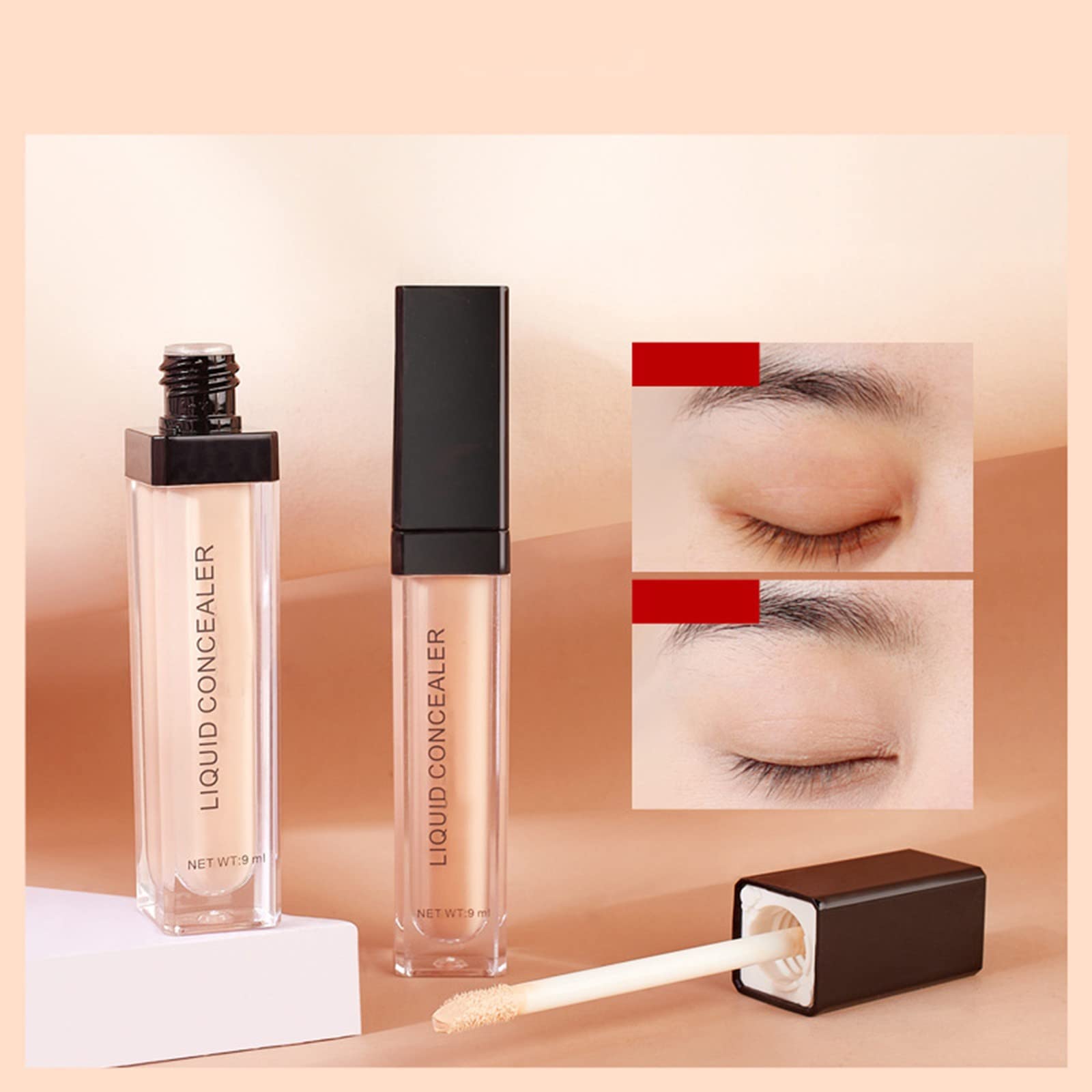 Full Coverage Hydrating Lightweight Concealer - Oil-Free, Non-Sticky Makeup Base for Oily Skin (9ml, Porcelain) | Perfect for Everyday Wear & Touch-Ups