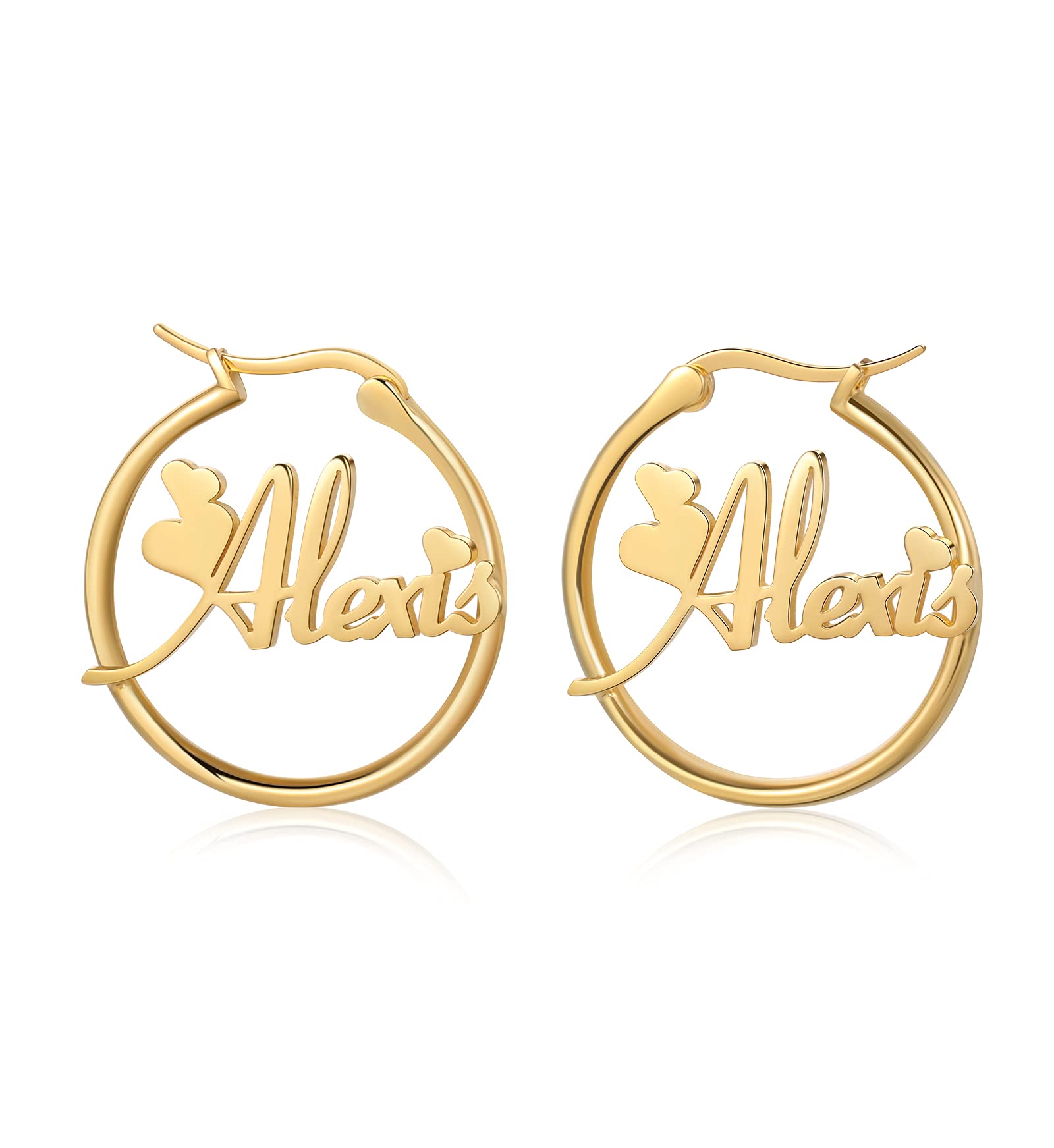 Custom Personalized Bamboo Hoop Earrings with Any Name - Oversized Big Hoop Earrings for Women, Wife, Mom, Daughter - Perfect for Birthday, Graduation, Hip-Hop Fashion & Gift Giving