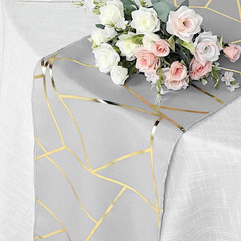 12x108 Inch Geometric Polyester Table Runner for Weddings, Banquets & Home Decor - Elegant Dining Table Cover for Parties, Events and Holiday Celebrations