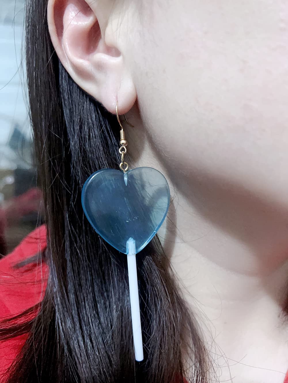 Sweet Lollipop Candy Drop Earrings for Women - Cute Resin Heart Dangle Earrings, 80s 90s Retro Style Valentine's Day Gift - Perfect for Parties, Cosplay & Everyday Fashion Accessories