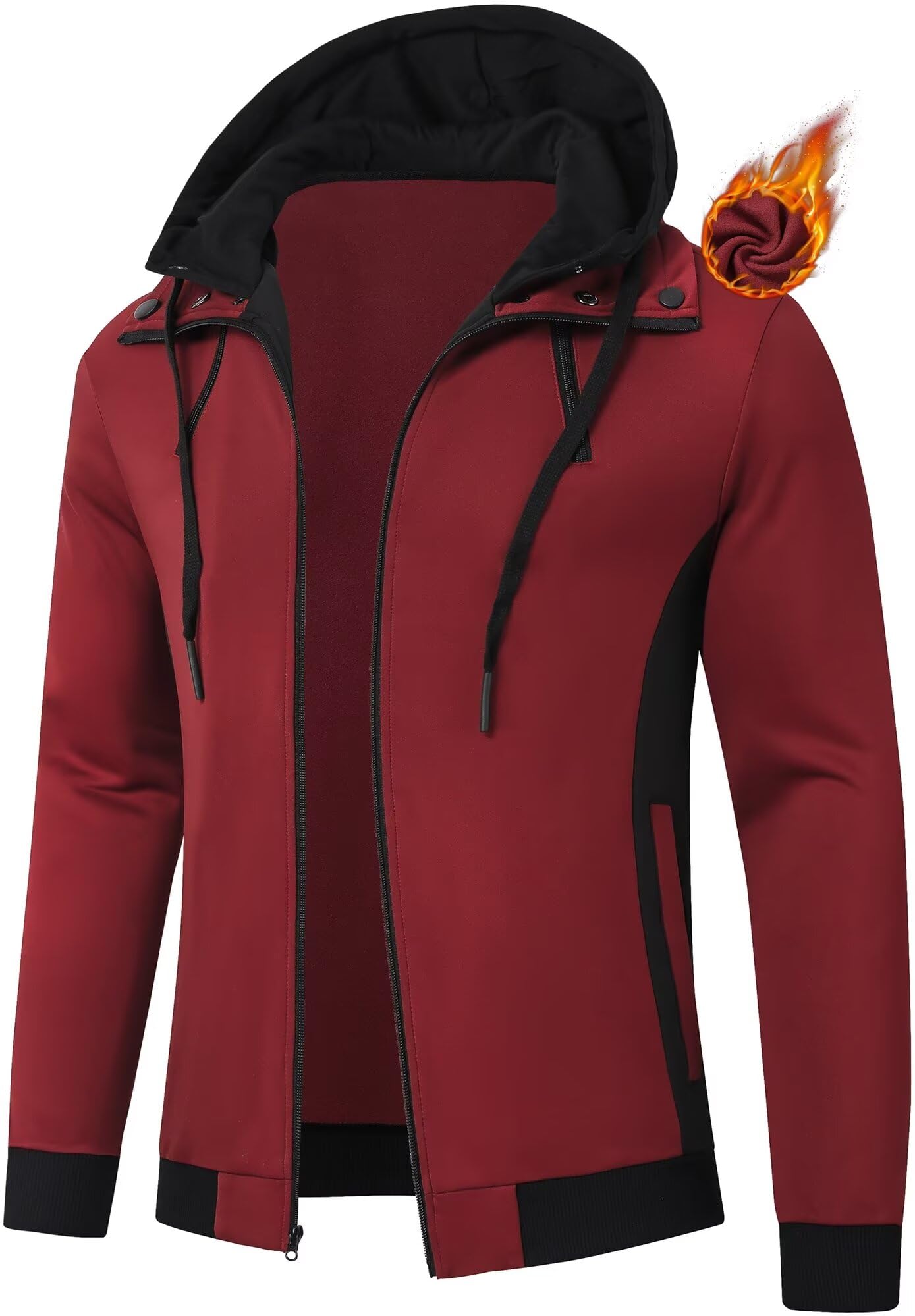QPNGRP Men's Fleece Zipper Hoodie Jacket - Warm Winter Pullover Sweatshirt for Outdoor Activities & Casual Wear
