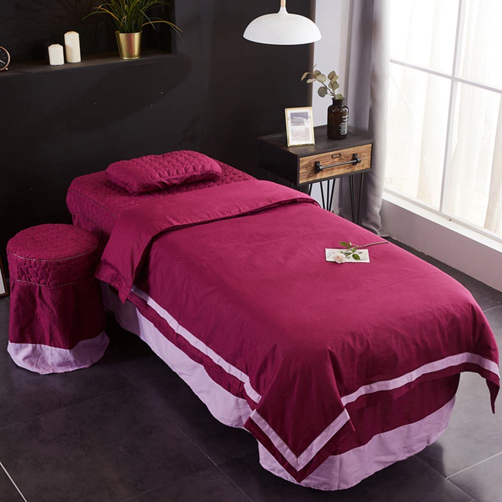 Premium 4-Piece Cotton Beauty Bed Cover Set for Massage & Spa - 60x180cm (24x71inch) - Salon-Grade Physiotherapy & Steaming Bed Sheets - Ideal for Facial Treatments, Body Massage & Relaxation Therapy