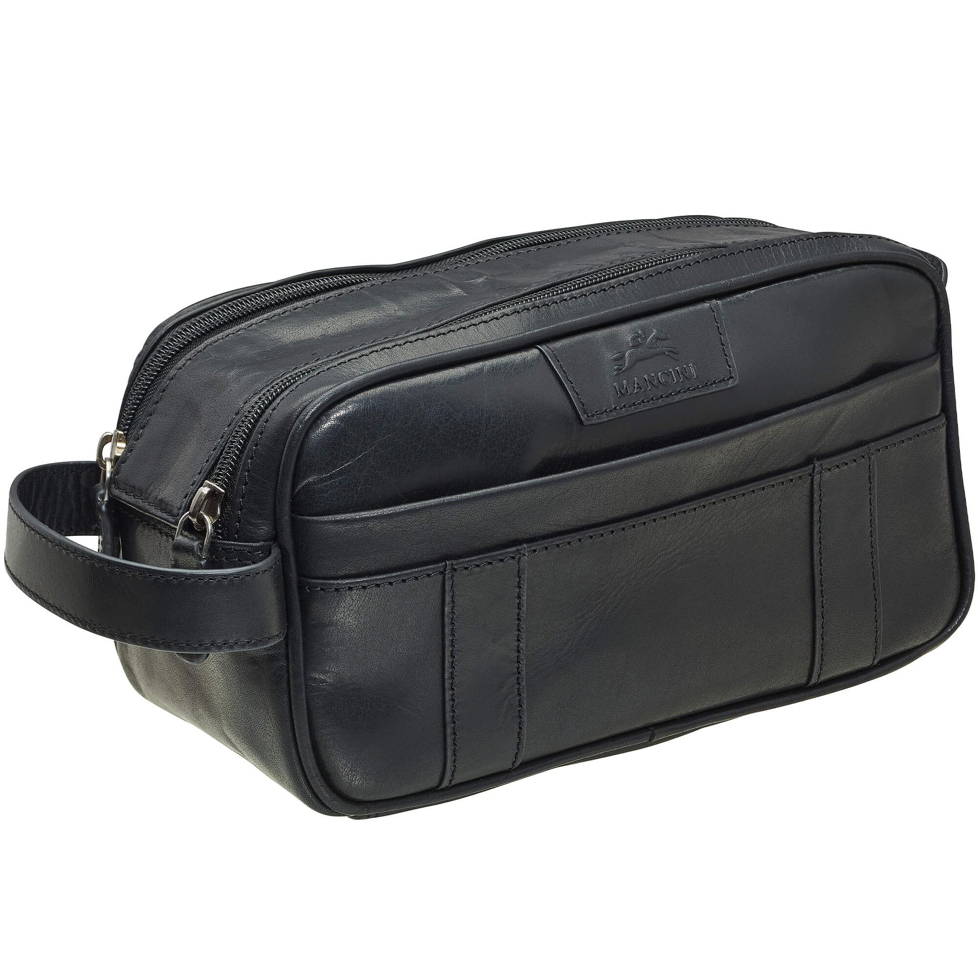 Mancini Buffalo Dual Top Zipper Toiletry Bag for Men & Women - Waterproof Travel Cosmetic Organizer - Perfect for Gym, Business Trips & Vacation Essentials Storage