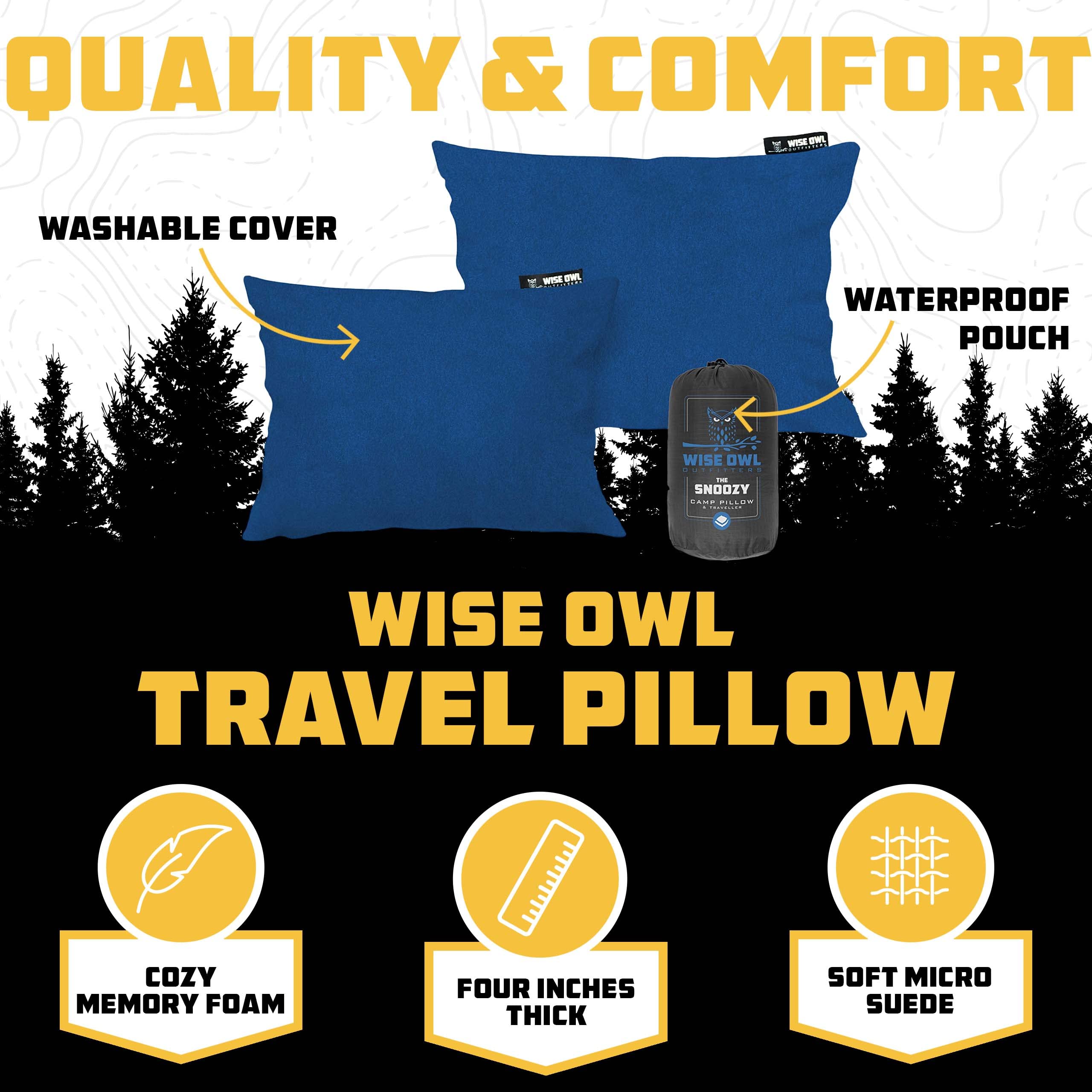 Wise Owl Outfitters Double Camping Hammock with Pillow & Blanket - Lightweight Waterproof Portable Hammock for Backpacking, Hiking, Travel - Perfect Outdoor Gear for Camping, Beach, Backyard Relaxation - Blue