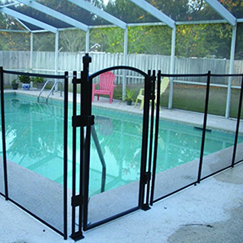 EZ-Guard 4' Tall Self-Closing Safety Pool Fence Gate Kit for In-Ground Pools - Child & Pet Barrier with Mesh Panel (Tan, 4 Feet) - Perfect for Backyard, Swimming Pool & Family Safety Protection