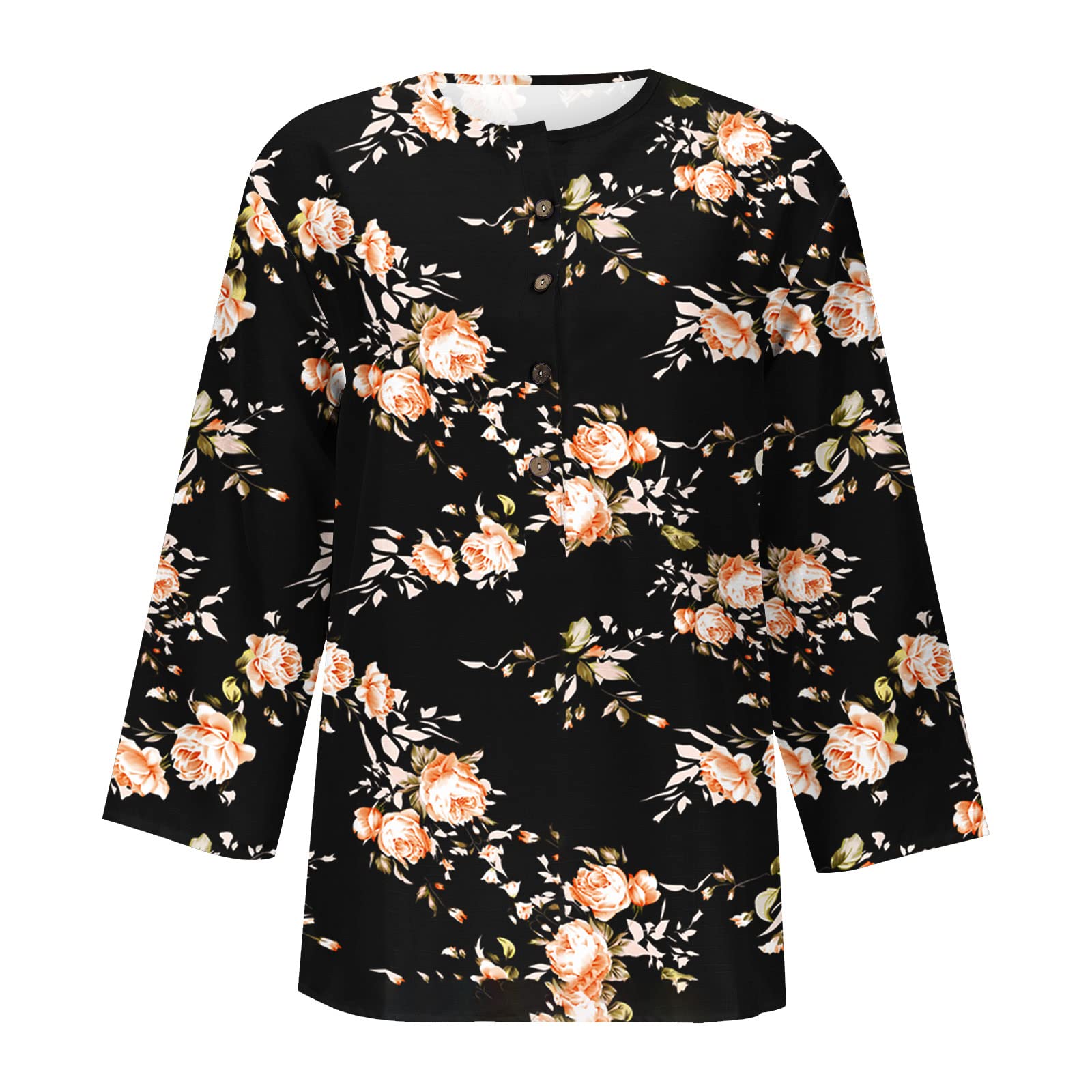 Women's 3/4 Sleeve V-Neck Button Down Blouse - Elegant Casual Tunic Top for Spring & Summer | Perfect for Office Wear, Date Nights & Weekend Outings