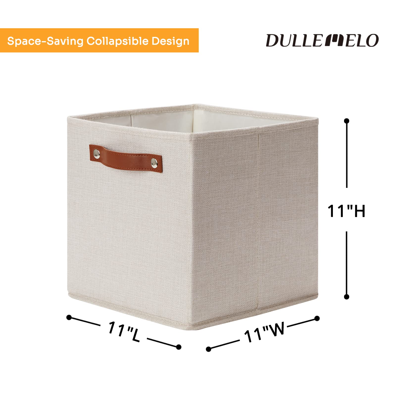 DULLEMELO 6-Pack Foldable Fabric Storage Bins with Handles - 11