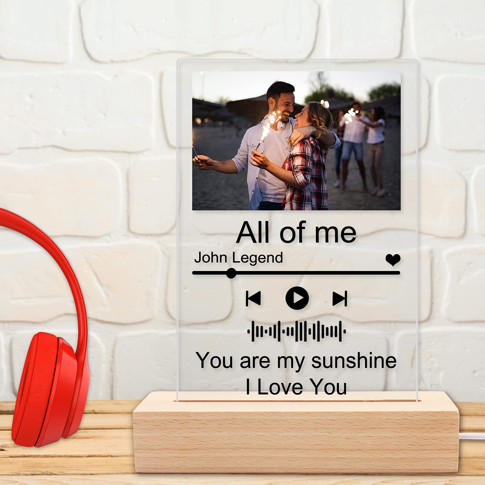 Personalized LED Night Light with Custom Music Photo Album - Acrylic Glass Art Lamp for Mother's Day, Birthday, Wedding Anniversary - Perfect for Bedroom Decor, Nursery, Romantic Gifts & Home Ambiance