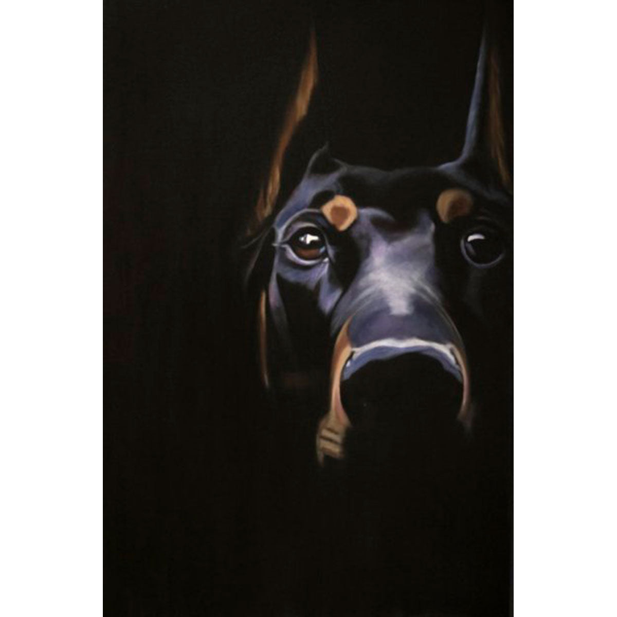 Doberman Oil Painting on Canvas - Handmade Animal Artwork for Home & Office Decor | Perfect for Living Room, Bedroom, or Gift