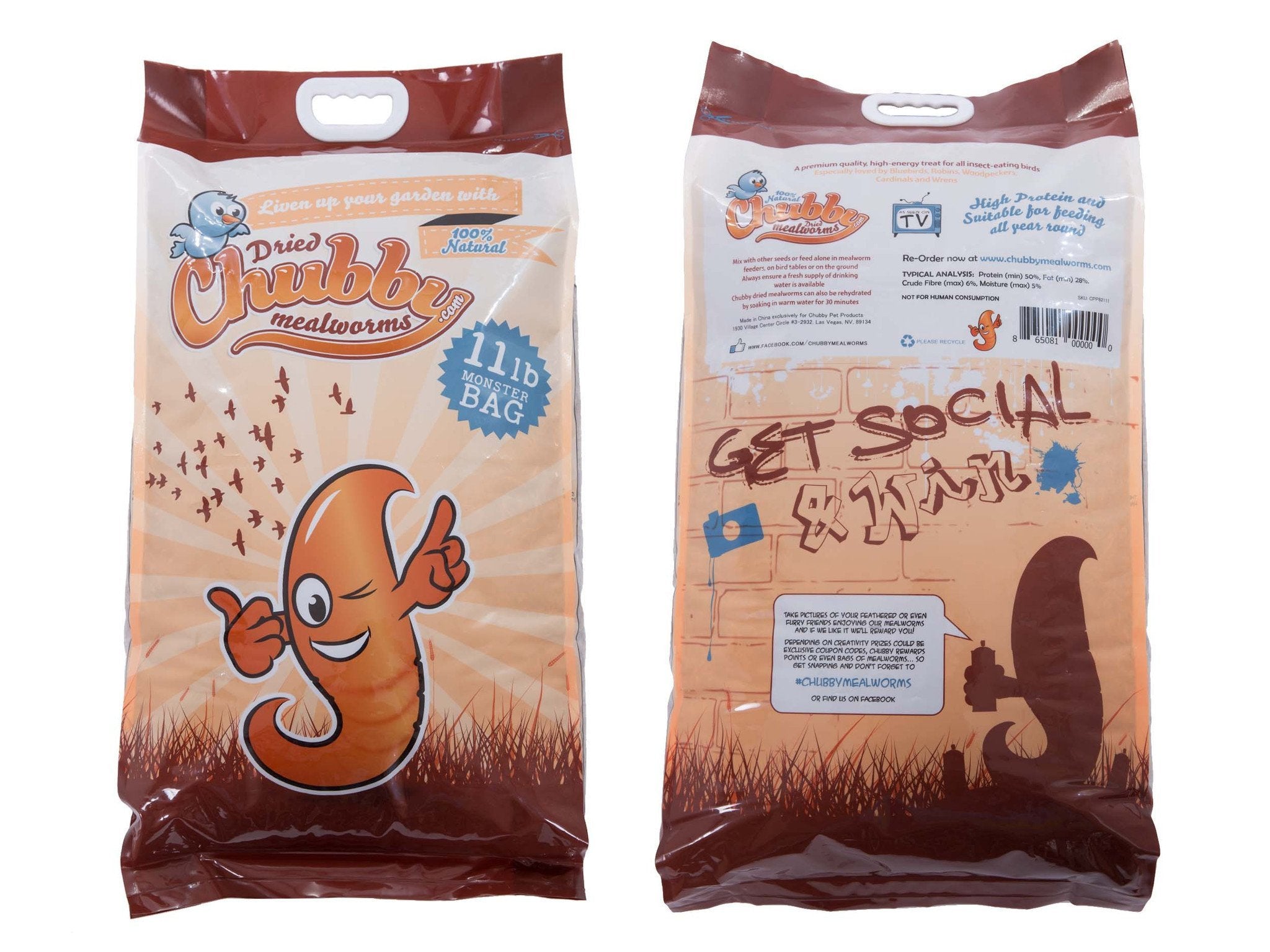 11Lbs Chubby Dried Mealworms - High Protein Bird & Reptile Food for Chickens, Wild Birds, Turtles - Perfect for Pet Feeding, Fishing Bait & Garden Composting