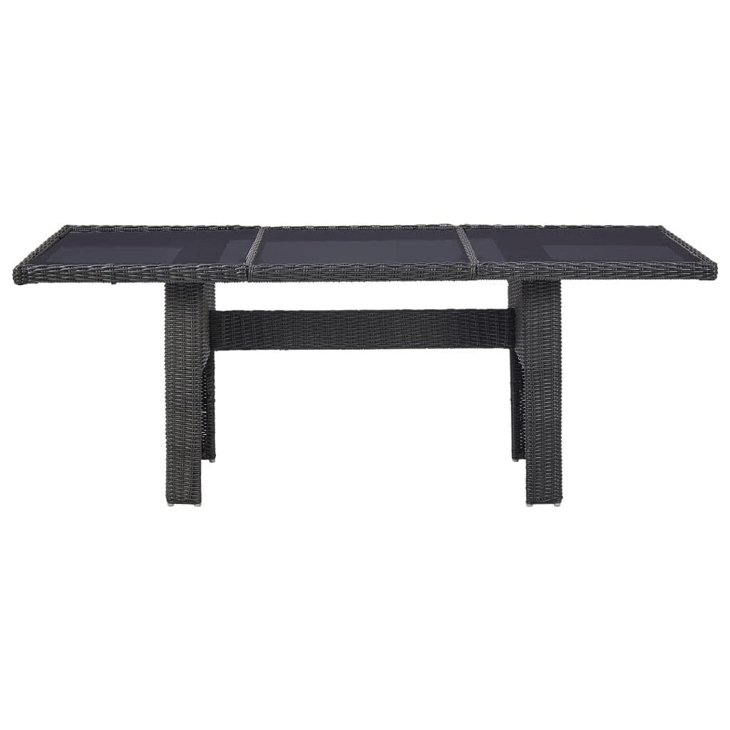 vidaXL Patio Dining Table with Glass Top - Black PE Rattan Outdoor Garden Table for Front Porch, Deck, Lawn, Backyard & Balcony | Perfect for Al Fresco Dining, BBQs & Outdoor Entertaining