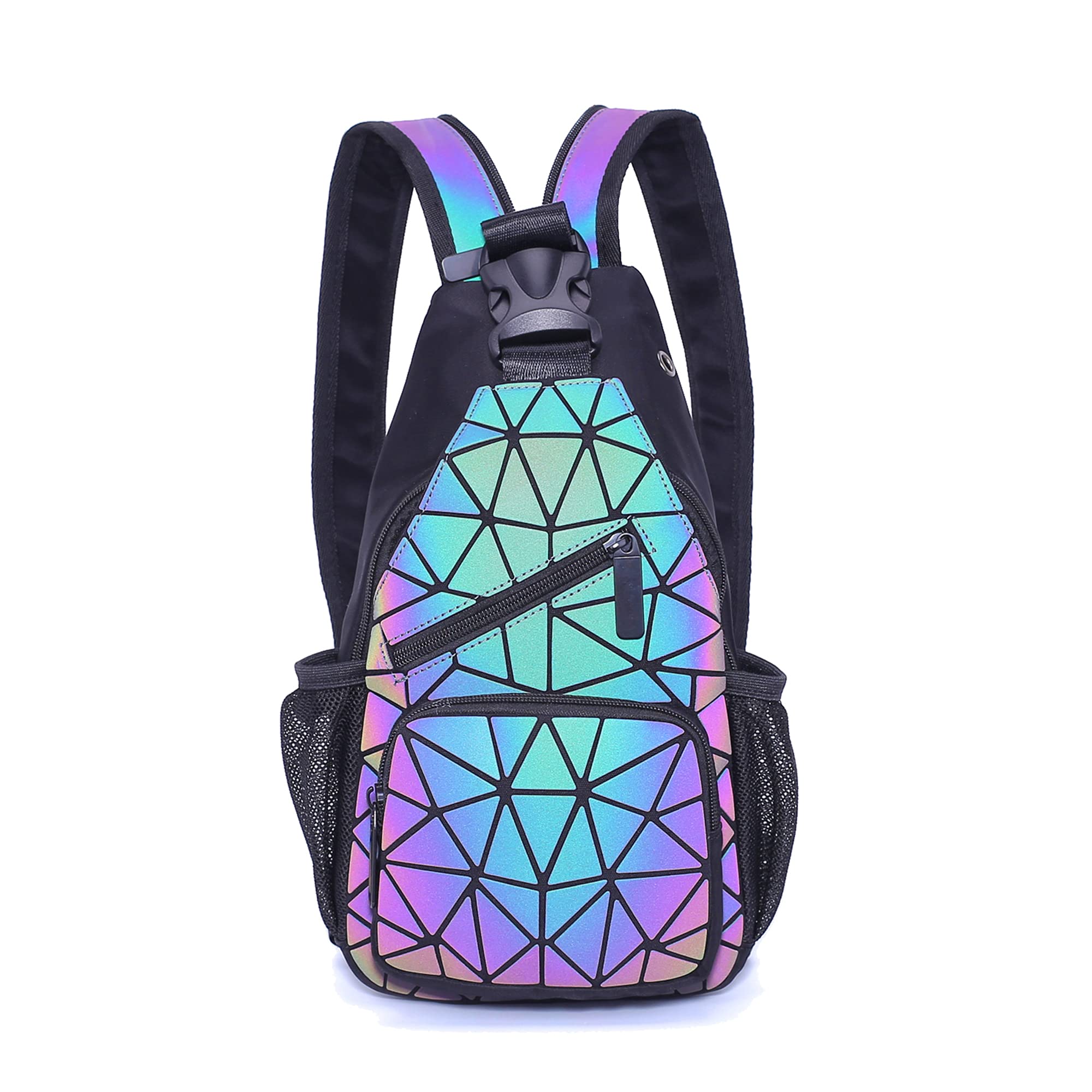 Luminous Geometric Backpack - Holographic Reflective Purse for Women, Night Out & Travel