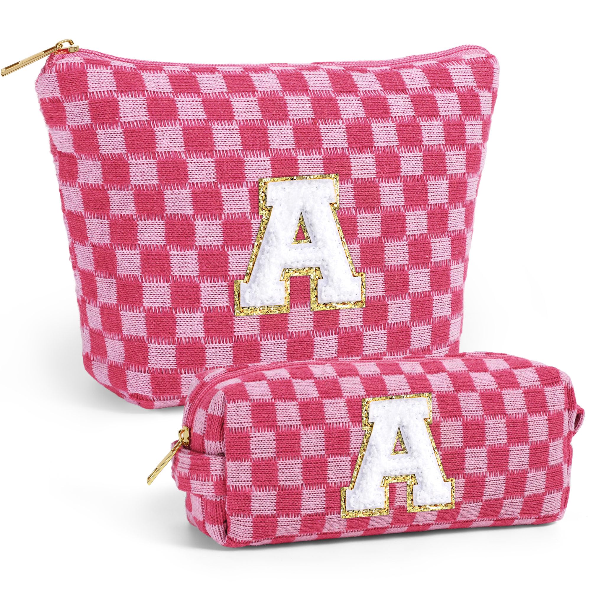 YOOLIFE Personalized Makeup Bags for Women - 2Pcs Initial Cosmetic Travel Organizer, Bridesmaid Gifts, Mother's Day Presents, Birthday & Graduation Ideas for Mom, Sister, Friend & Teacher - Perfect for Travel, Spa Days & Everyday Use