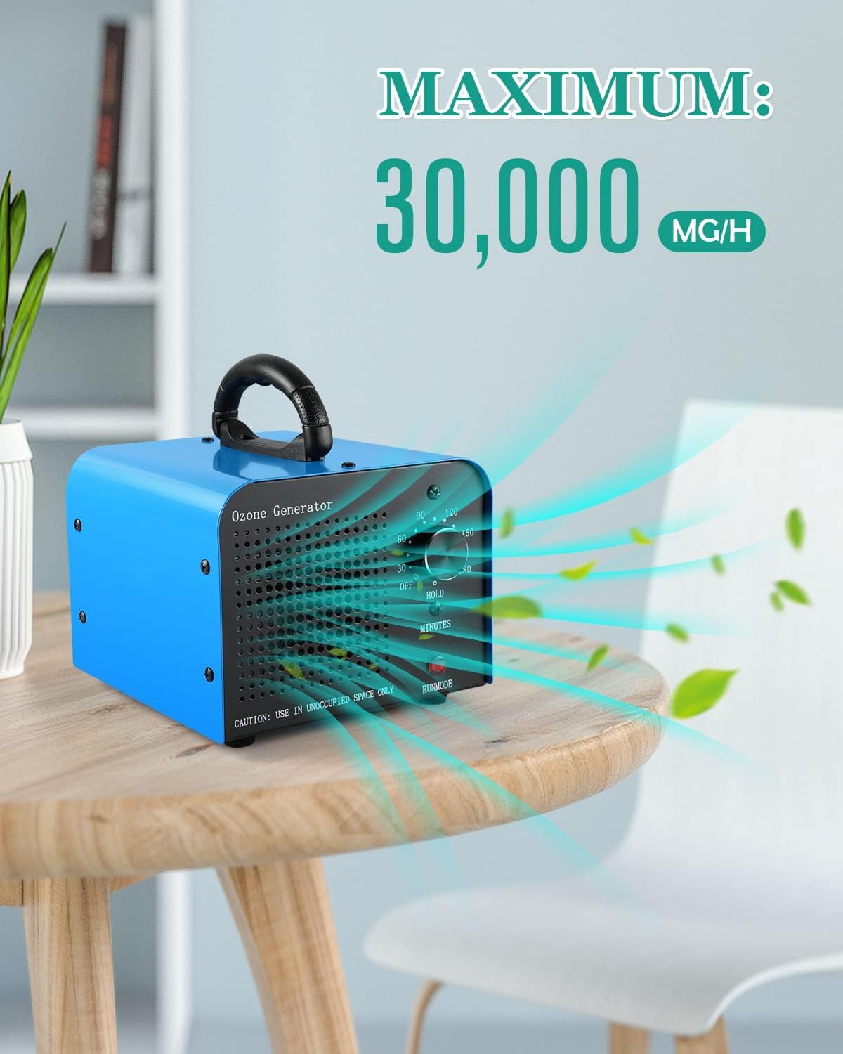 Tiiroy 30000MG Ozone Generator for Home & Car - Eliminate Odors, Purify Air in Bedrooms, Kitchens, Cars & Offices
