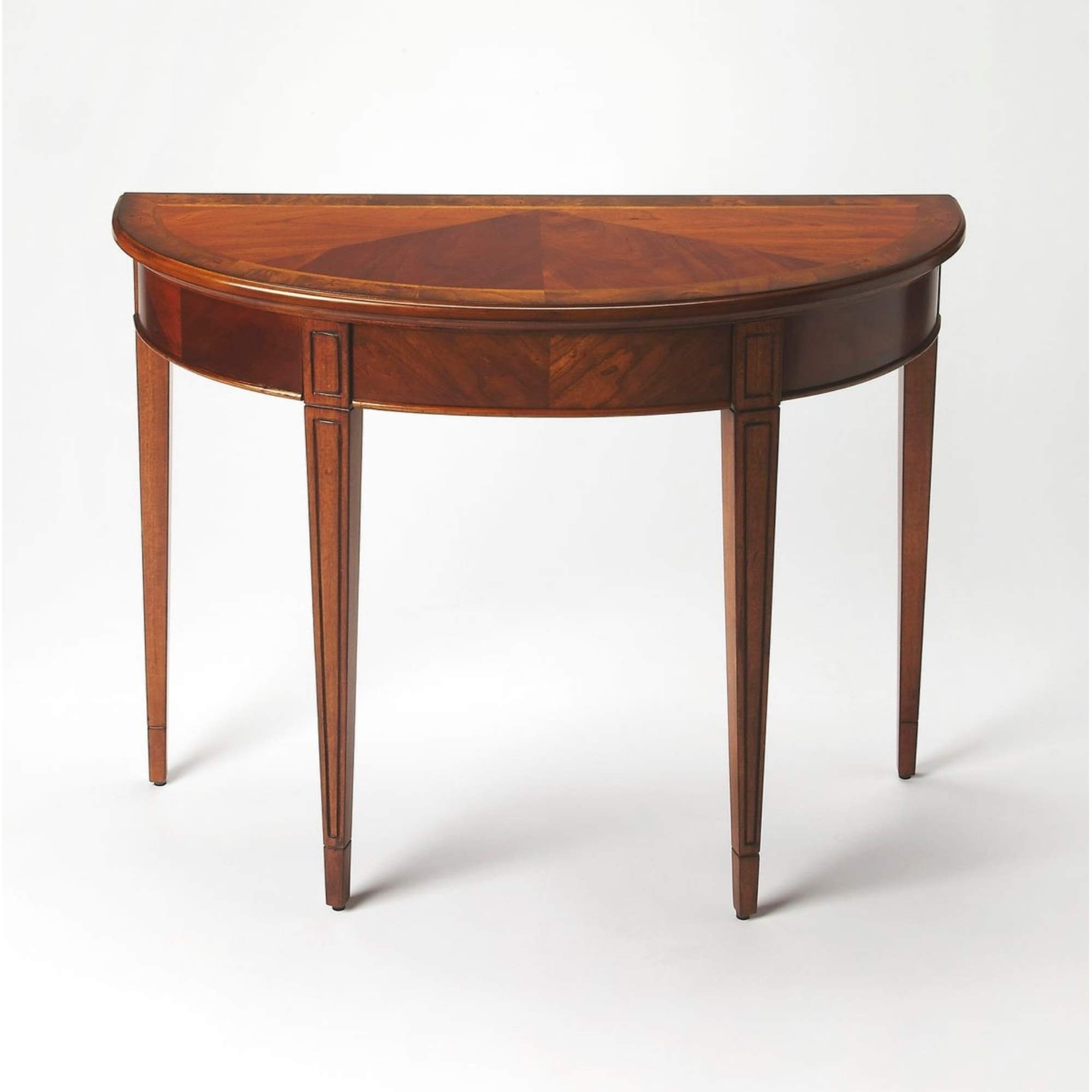 Hampton Olive Ash Burl Demilune Console Table - Elegant Half Moon Entryway Table for Hallway, Living Room & Foyer Decor