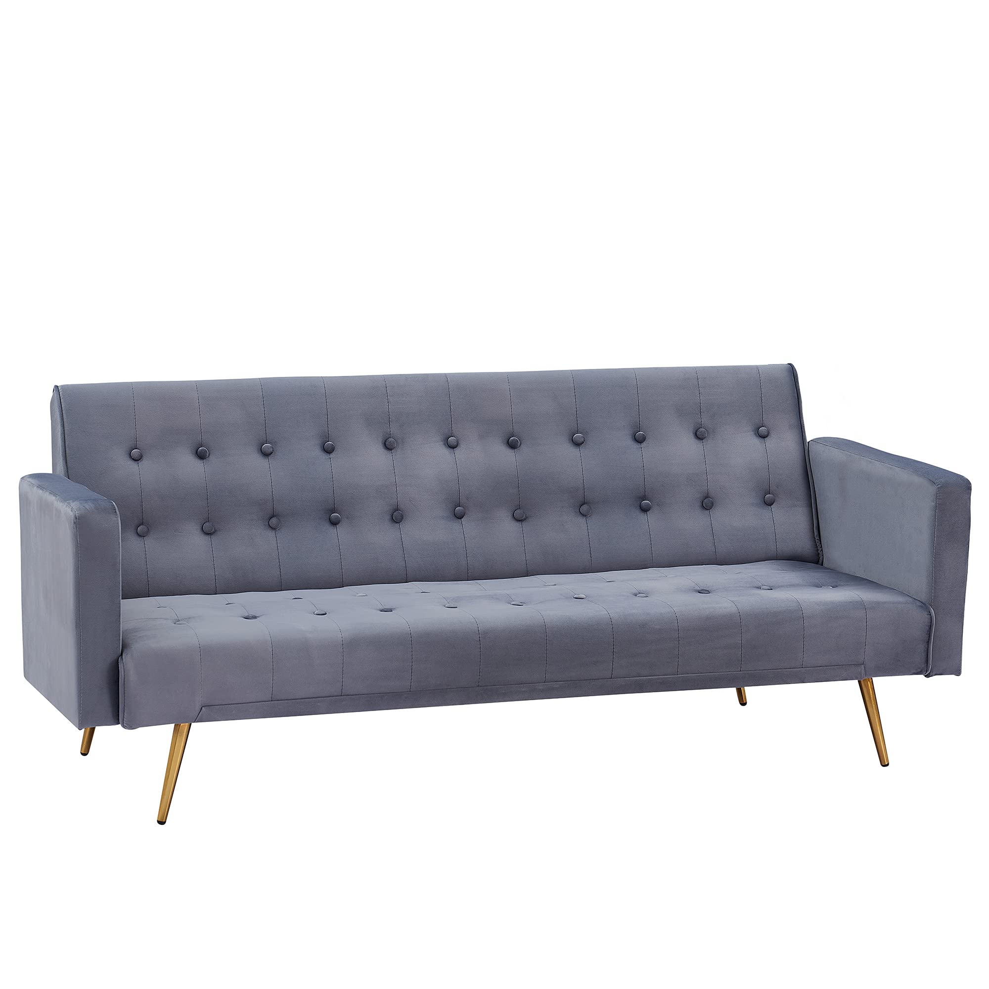 Velvet Tufted 3-in-1 Folding Futon Sofa Bed - Convertible Sleeper Couch for Living Room, Guest Room & Small Spaces - Multifunctional Sofabed (Gray) | Perfect for Apartments, Dorms & Home Offices