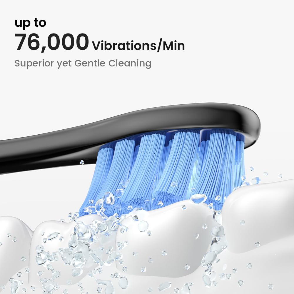 Oclean Electric Toothbrush for Adults - 150 Days Battery Life, USB Rechargeable Sonic Toothbrush with 6 Brush Heads & Travel Case, 5 Cleaning Modes & Smart Timer - Perfect for Travel, Home & Daily Oral Care