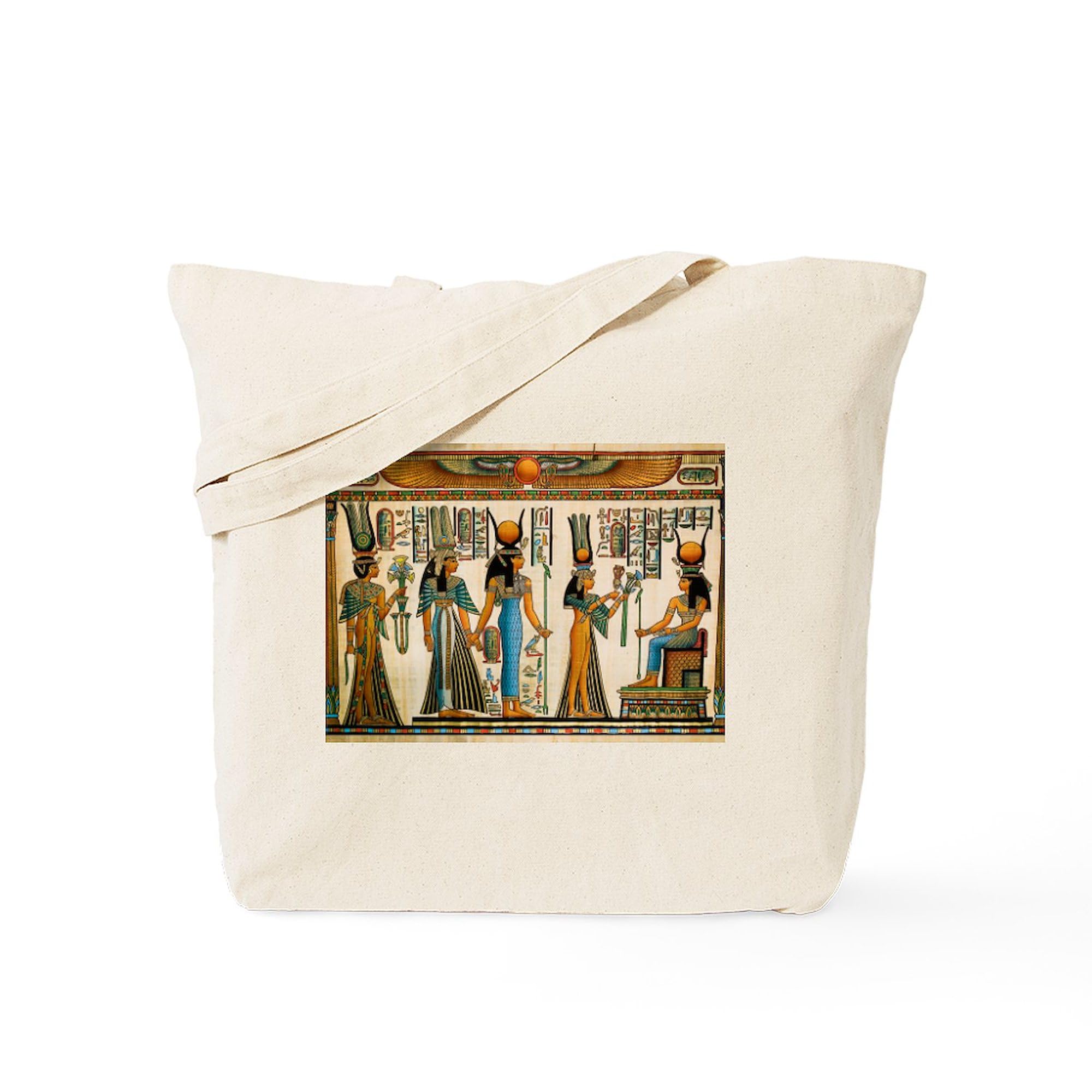 Ancient Egyptian Wall Tapestry Tote Bag - Natural Canvas Reusable Shopping Bag for Groceries, Beach & Travel | Eco-Friendly Cotton Carryall for Women & Men