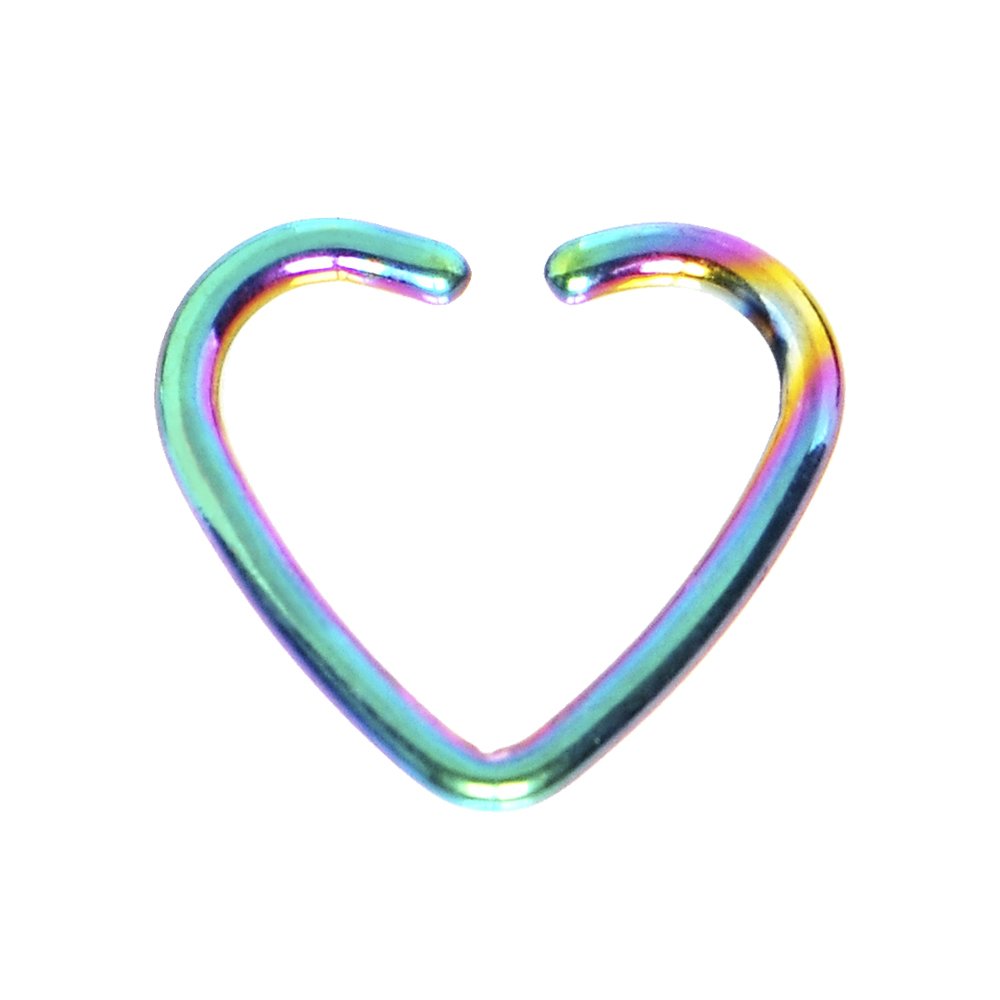Body Candy Rainbow Hollow Heart Closure Daith Cartilage Tragus Earring - Dainty Boho Jewelry for Women, Hypoallergenic Surgical Steel Piercing Earrings for Everyday Wear & Special Occasions